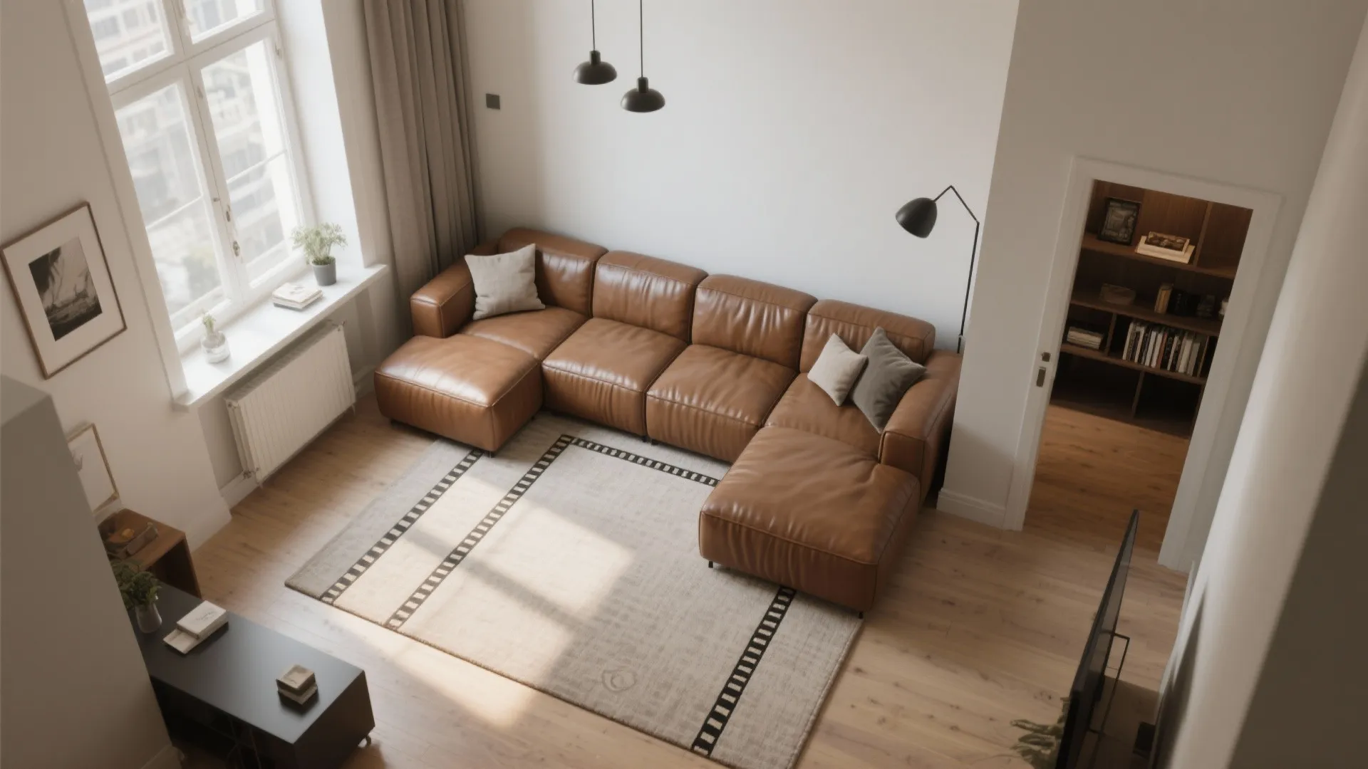 3. Armless modular leather pieces