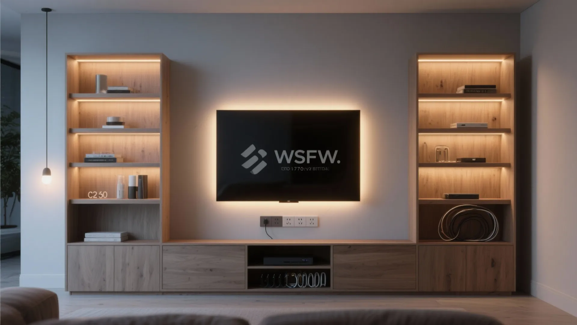 Modular media tower with integrated lighting