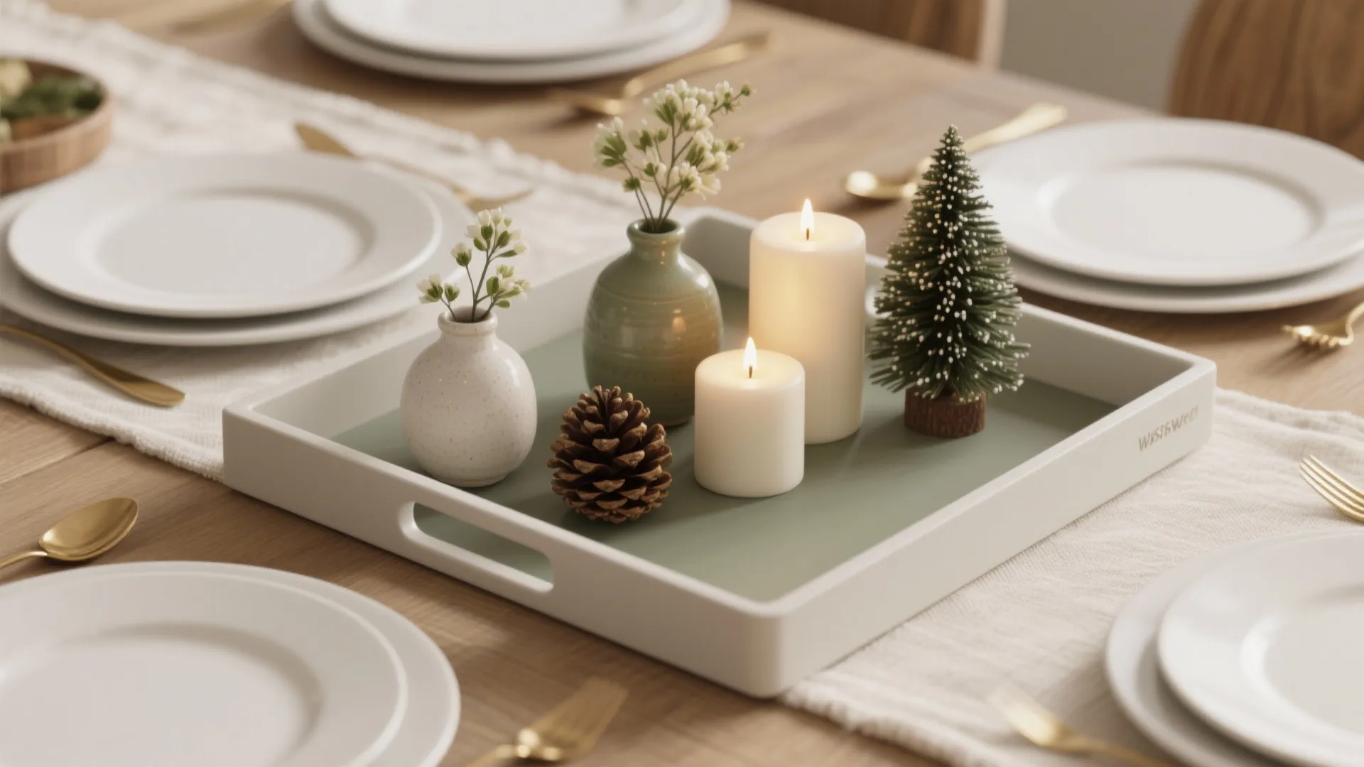 Modular Centerpieces: Trays, Little Vases, and Battery Candles