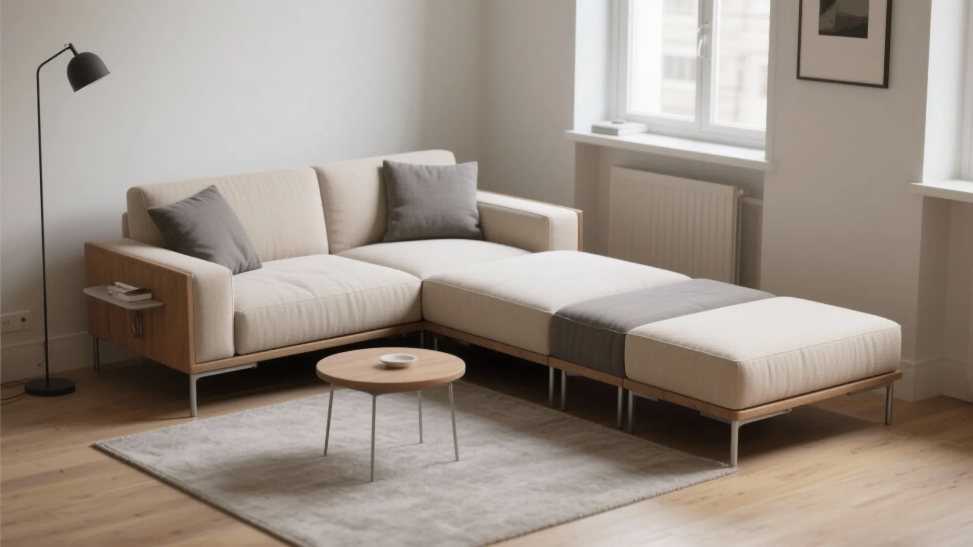 Modular two-seater with a reclining end