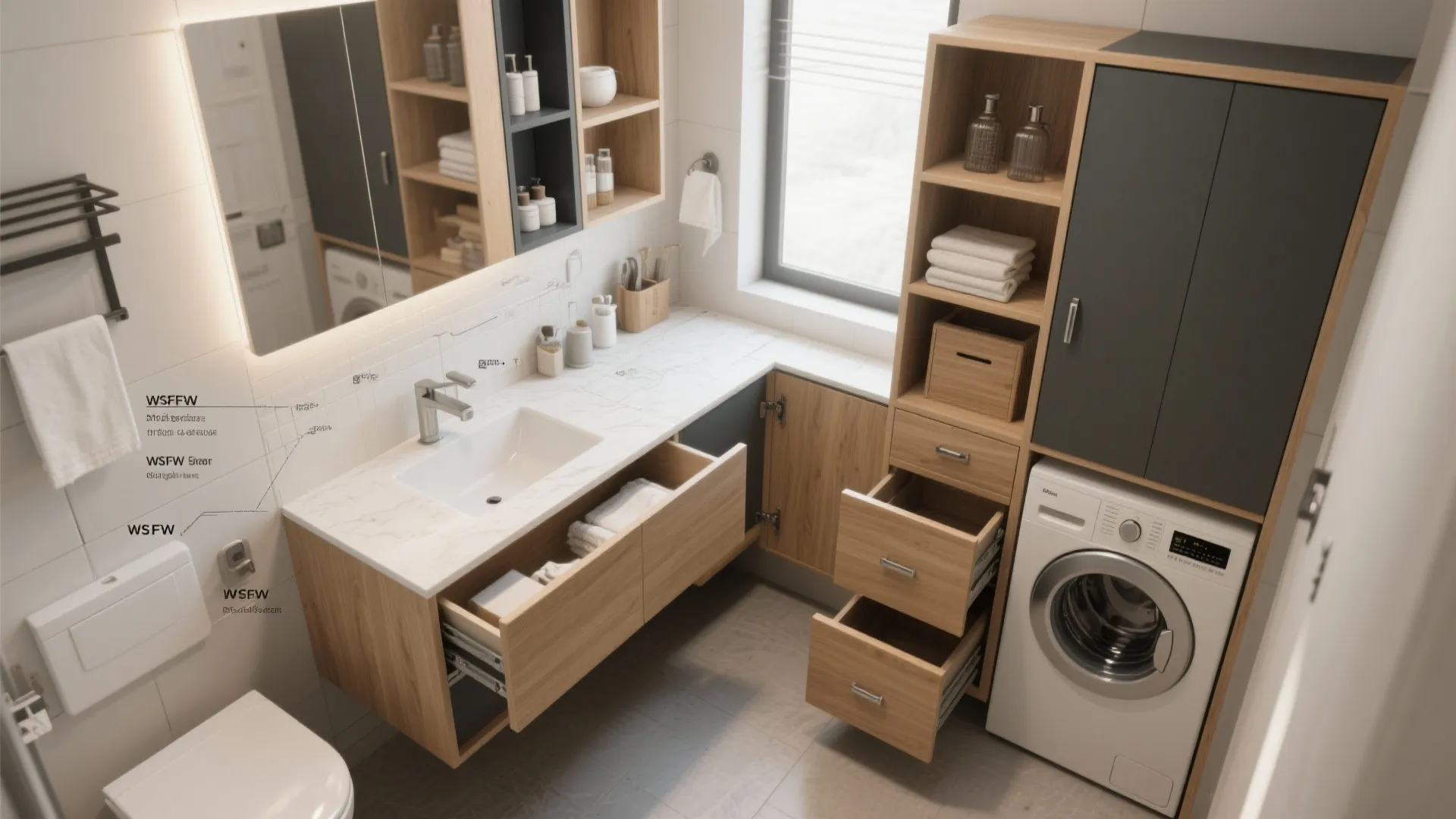 Modular, multi-function vanities and fold-away solutions