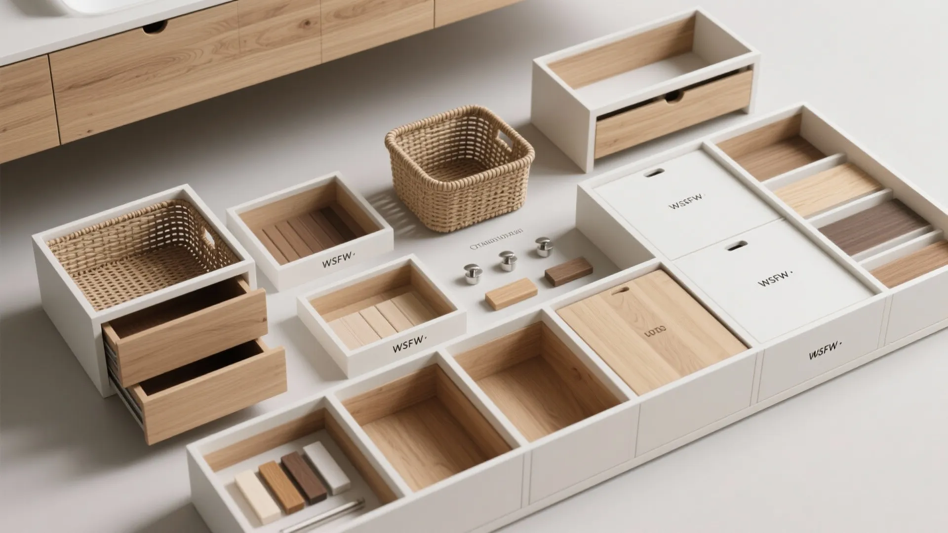 5. Modular white oak vanity for flexible storage