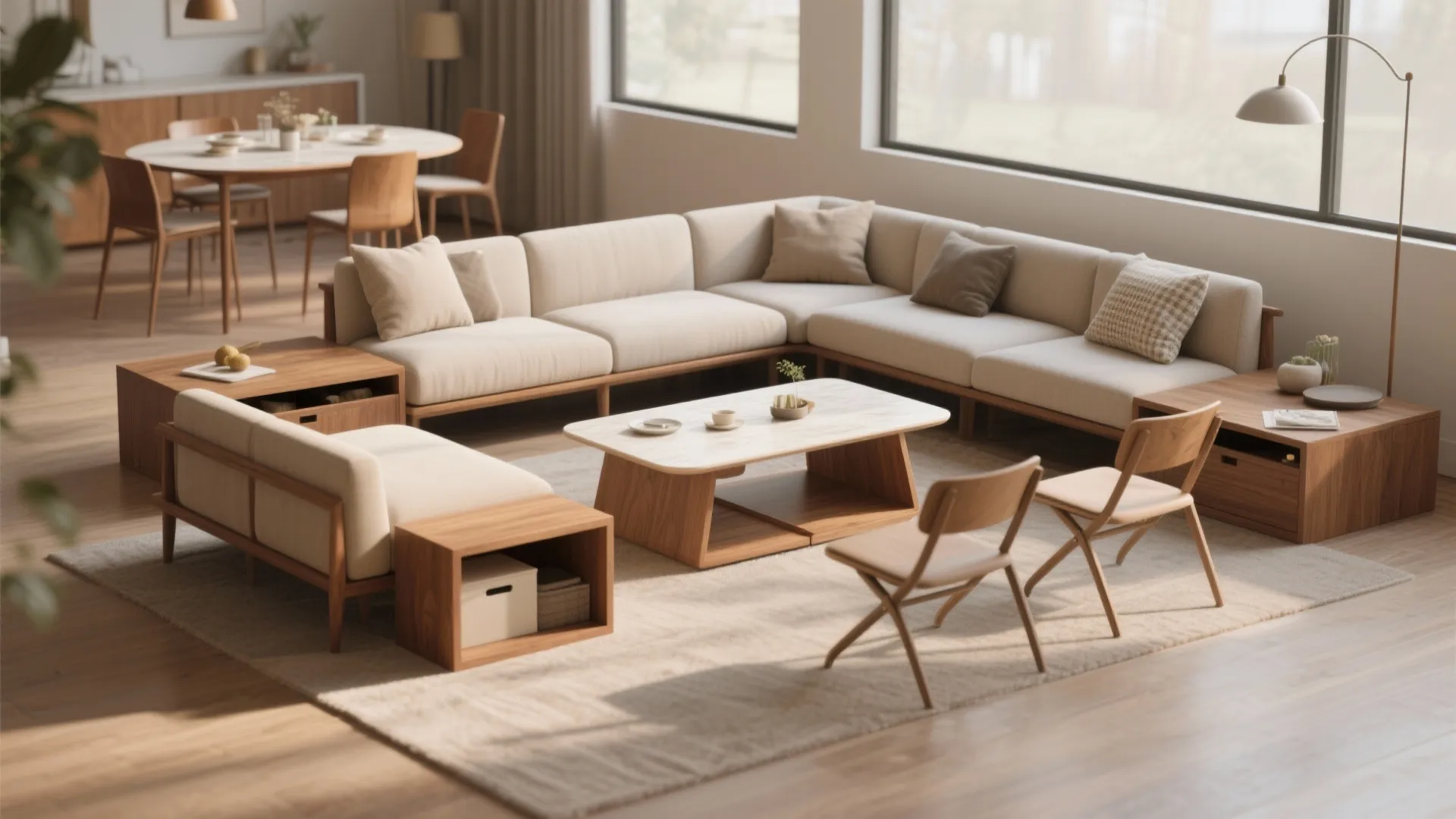 1. Flexible furniture zones