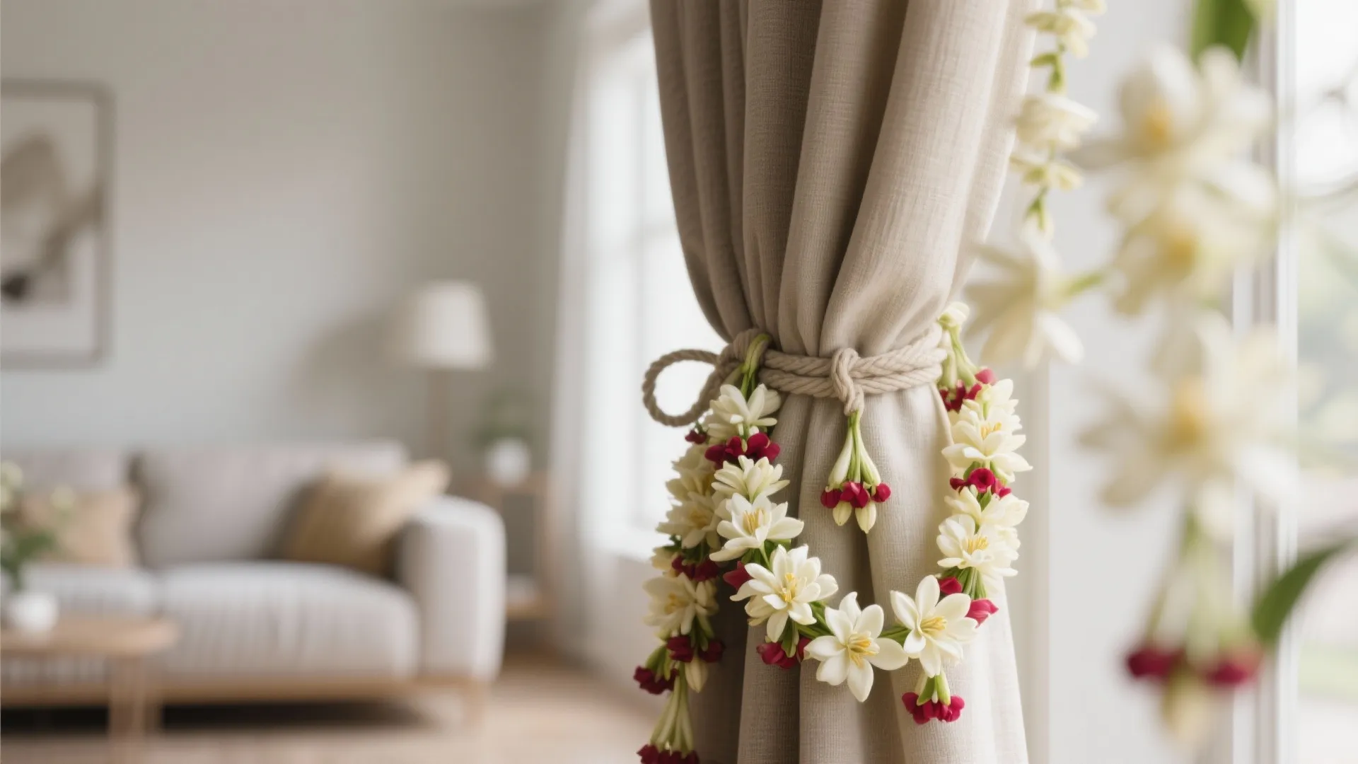 Minimal floral accents with mogra