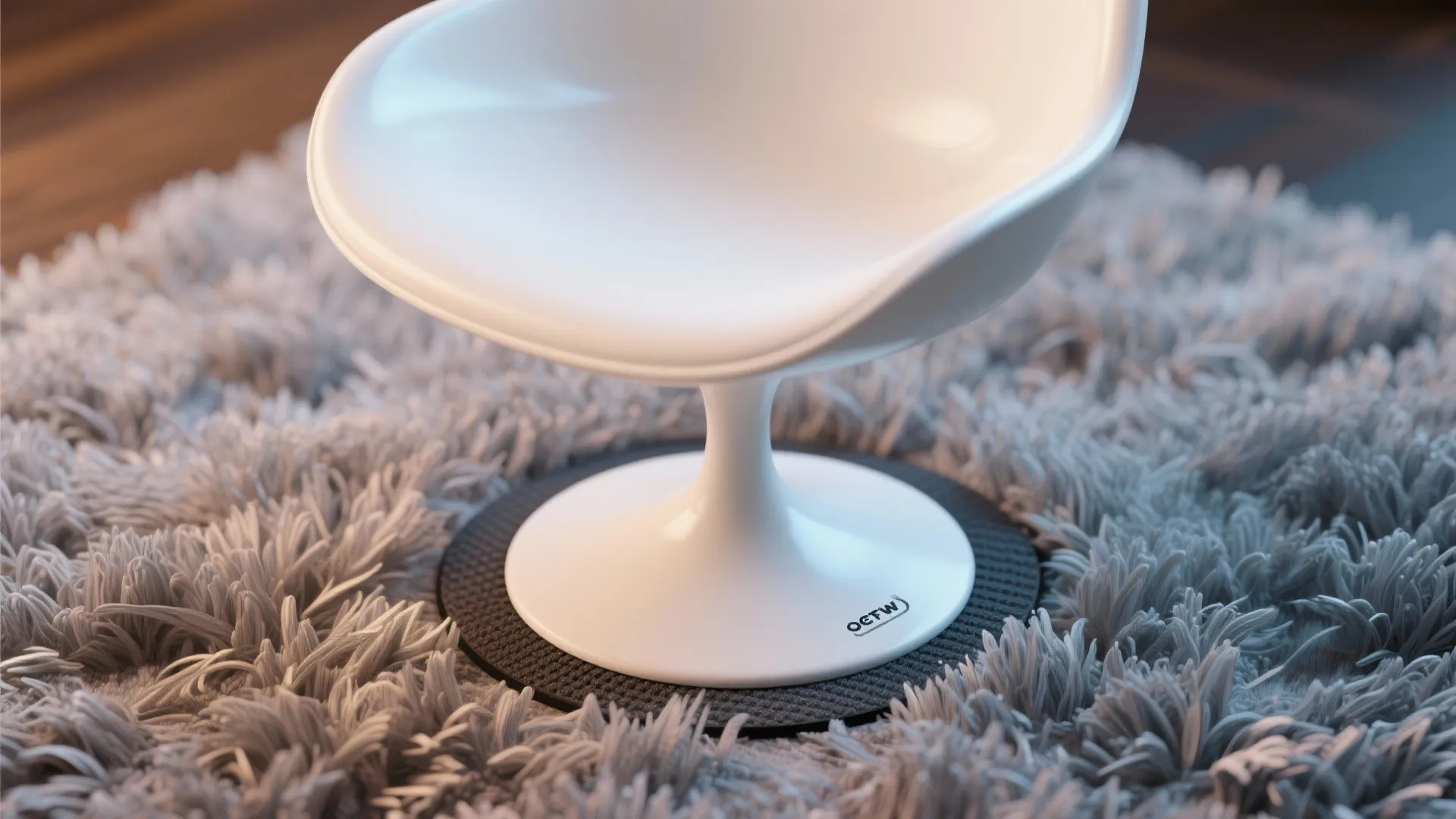 3. Mix textures: white molded plastic with plush rugs