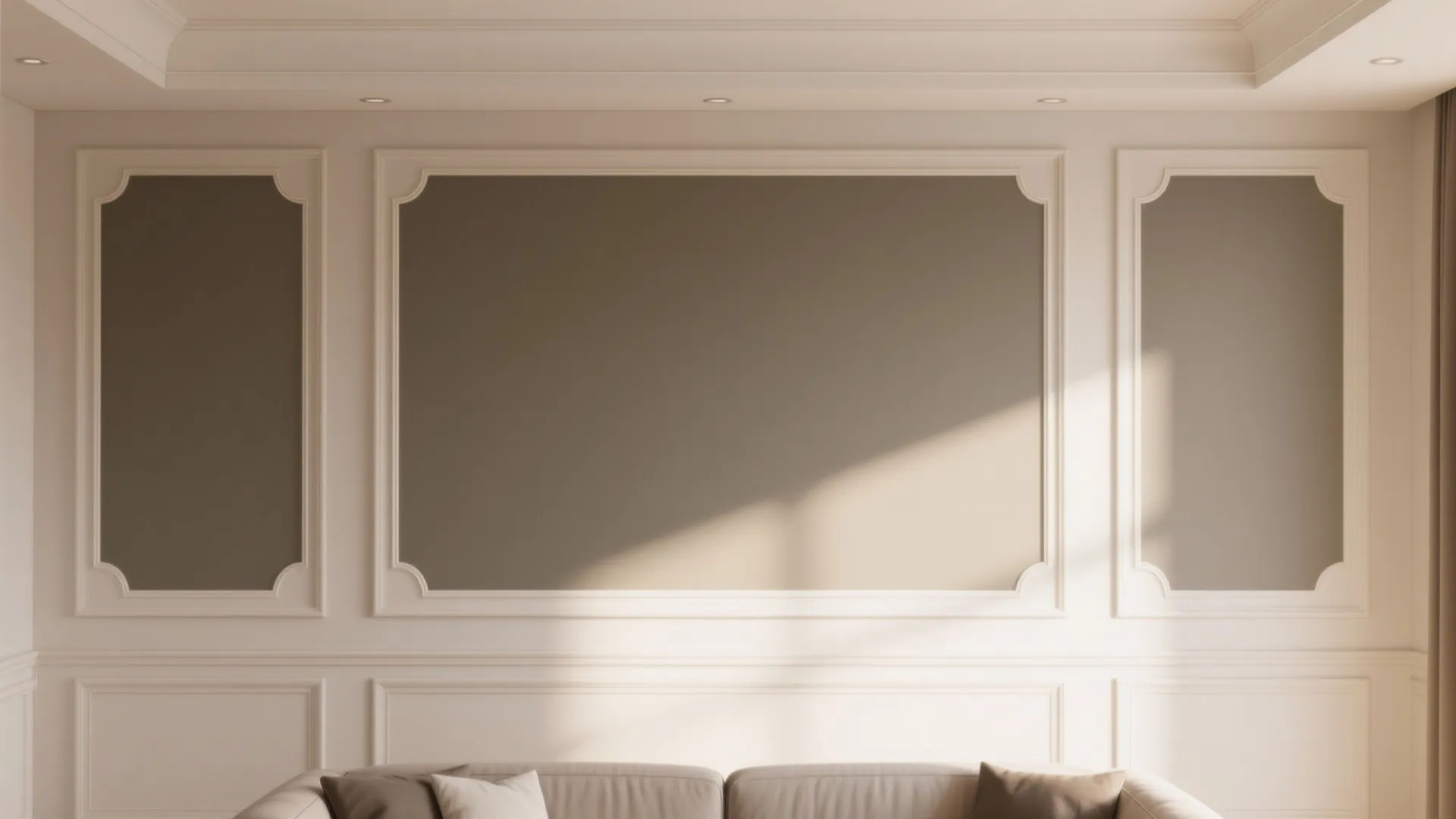 4) Picture-frame molding + two-tone paint to zone without walls