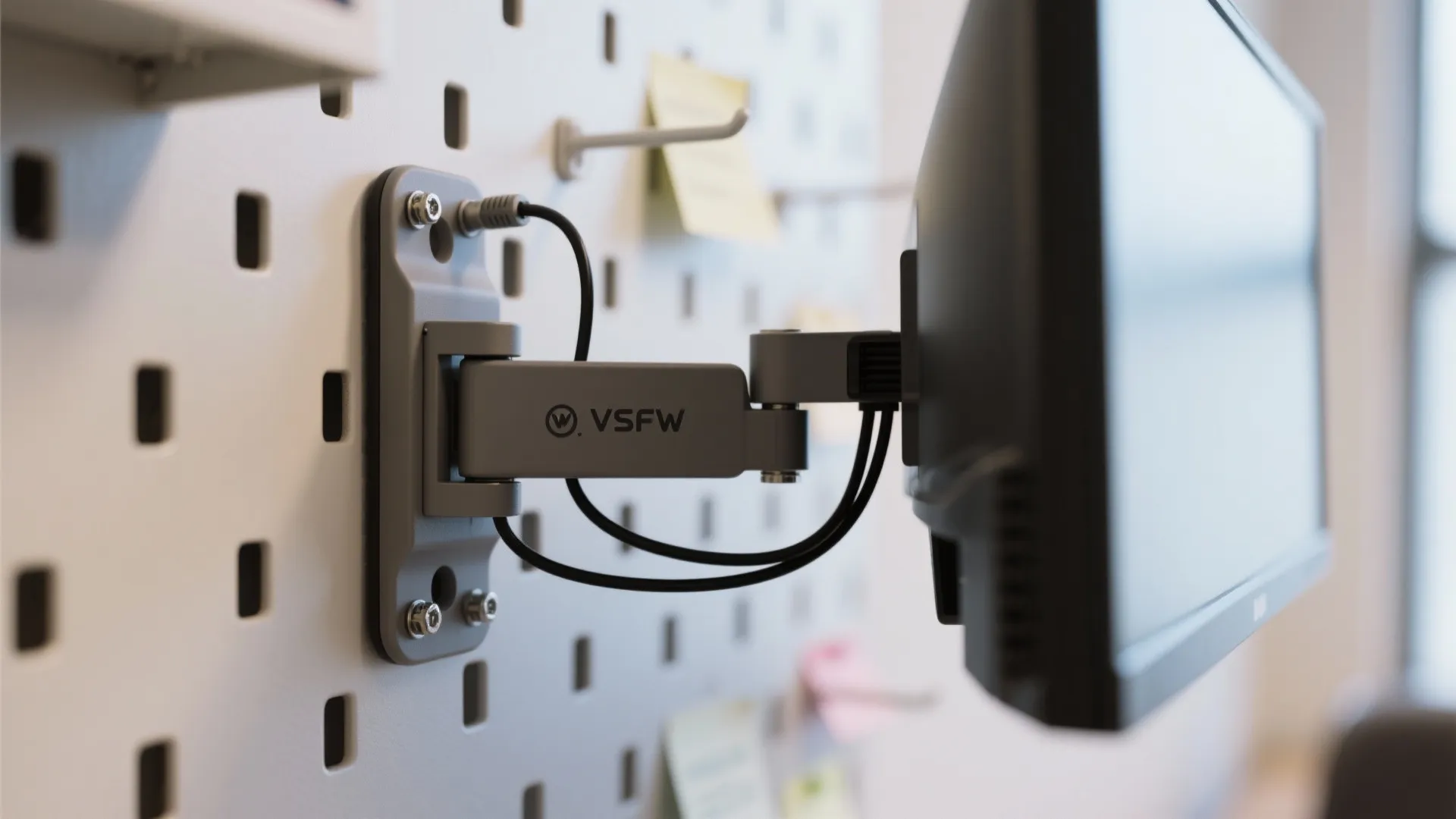 3) Vertical Storage Wall with Fold-Flat Monitor Arm