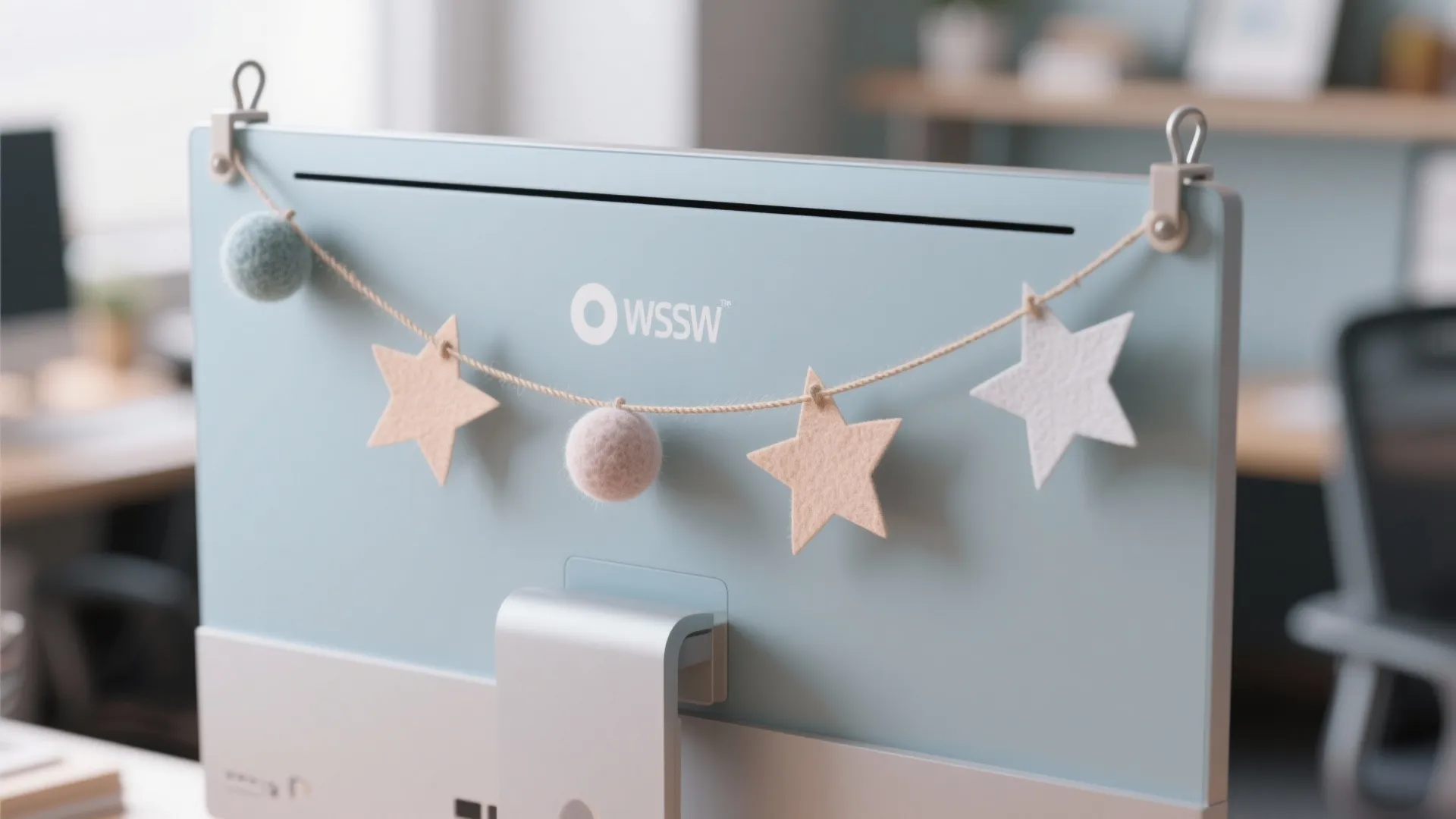 5. DIY Ornament Garland for Monitors