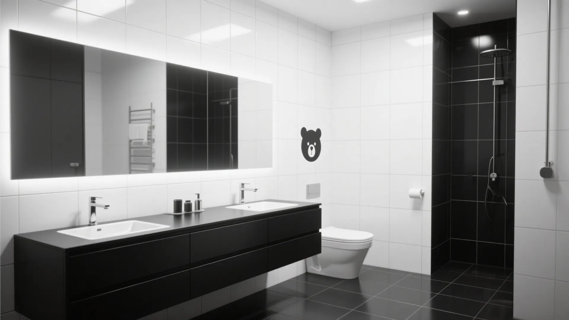 2. Monochrome modern with bear accents