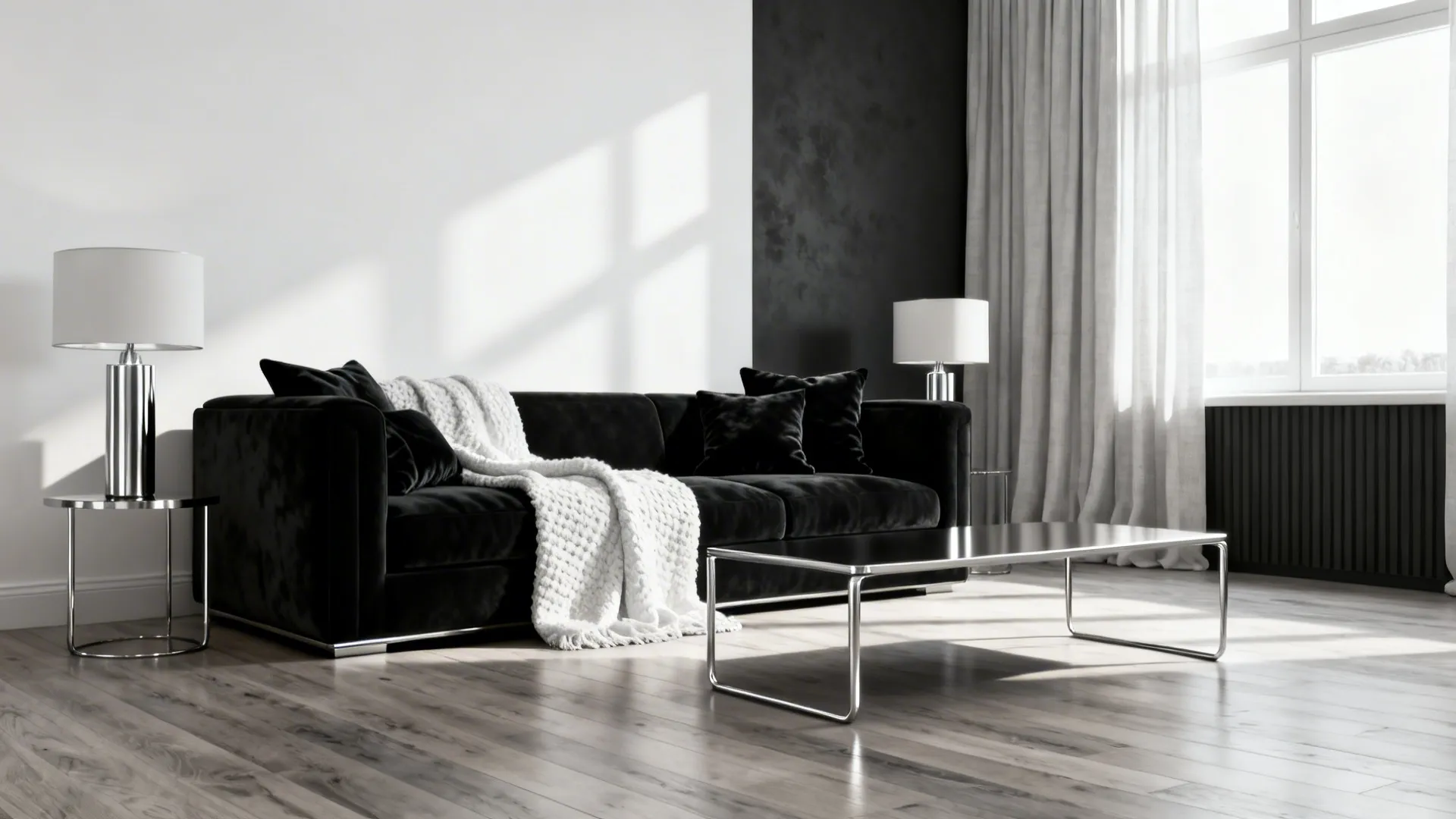 Black, White & Silver Living Room Ideas