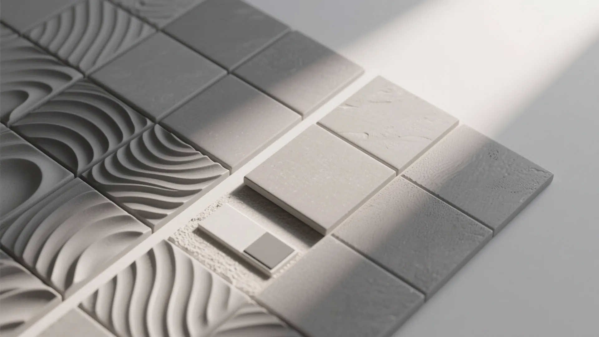 Monochrome Sculpted Tiles for Soft Shadows