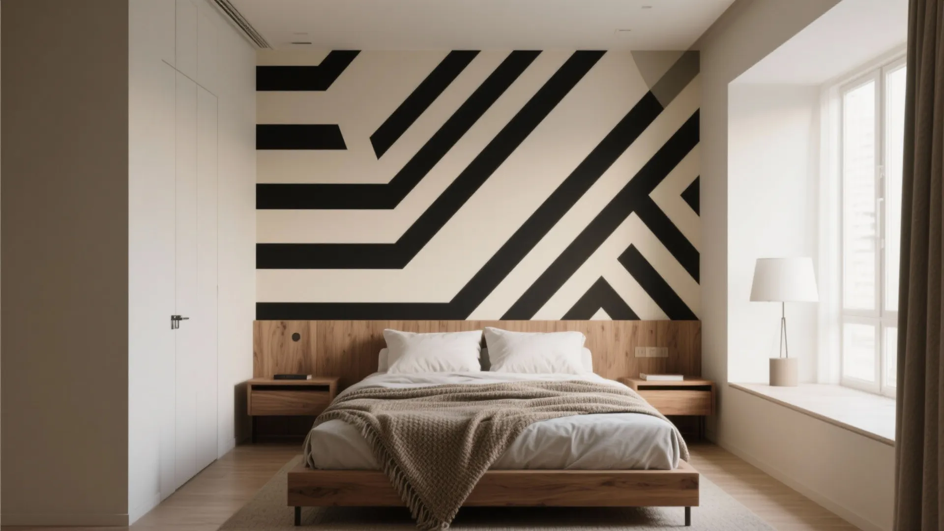 Monochrome Geometric Prints for Small Bedrooms