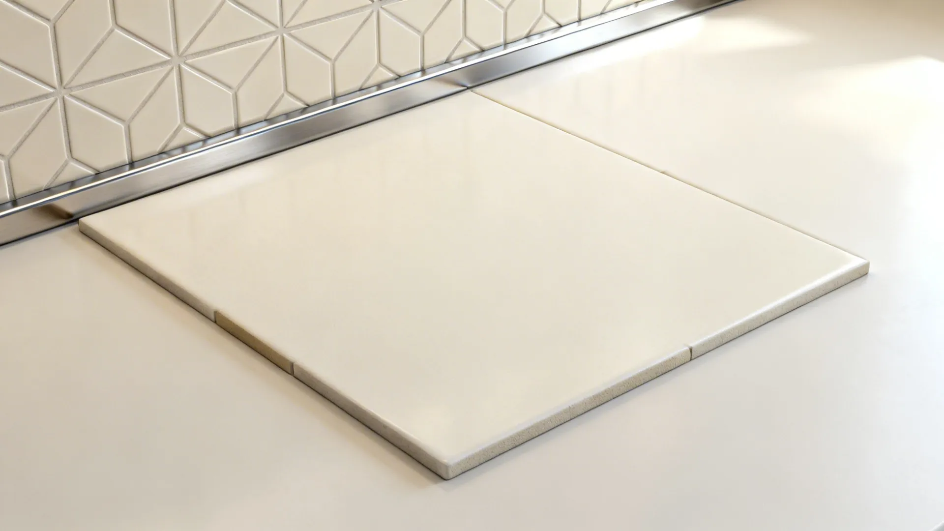 Monochrome platforms with patterned backsplash for focus