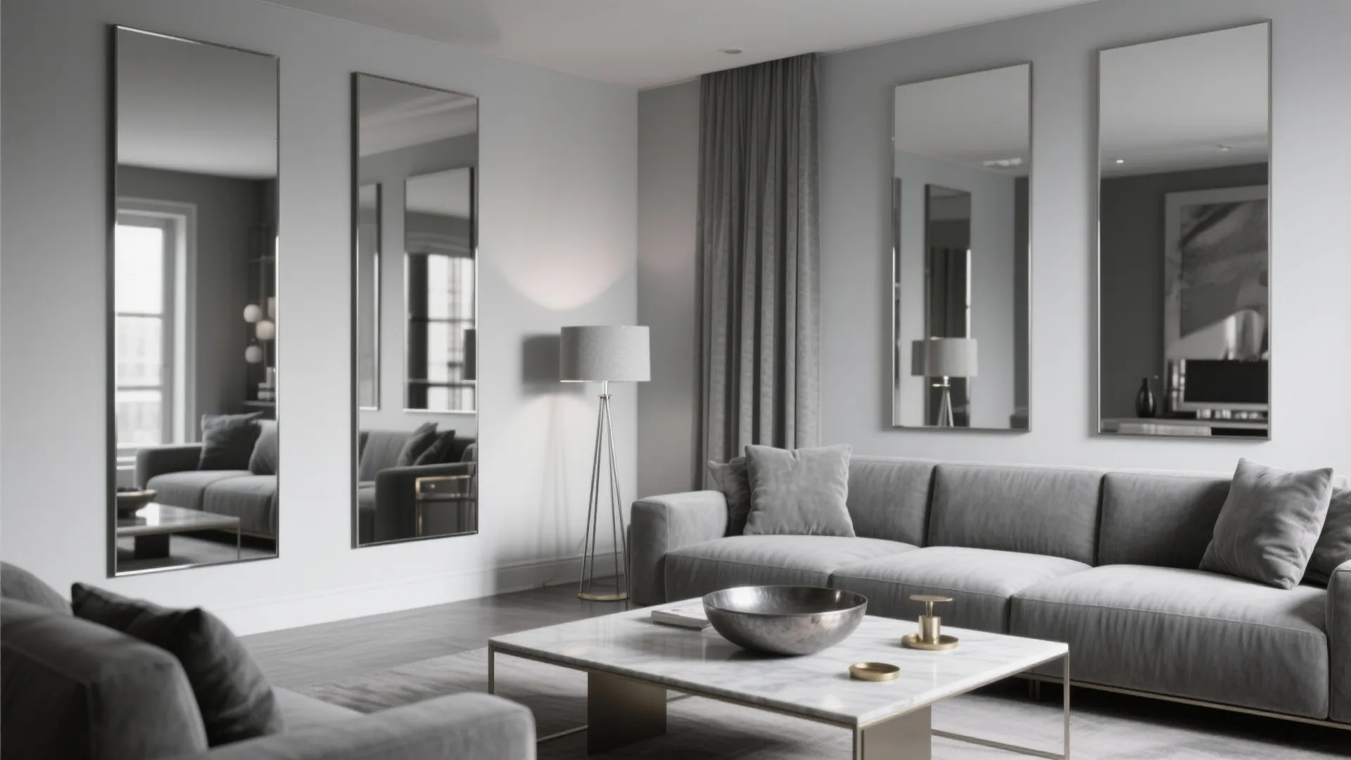 5) Monochrome Grey with Metallics and Mirrors for Gloss and Glow