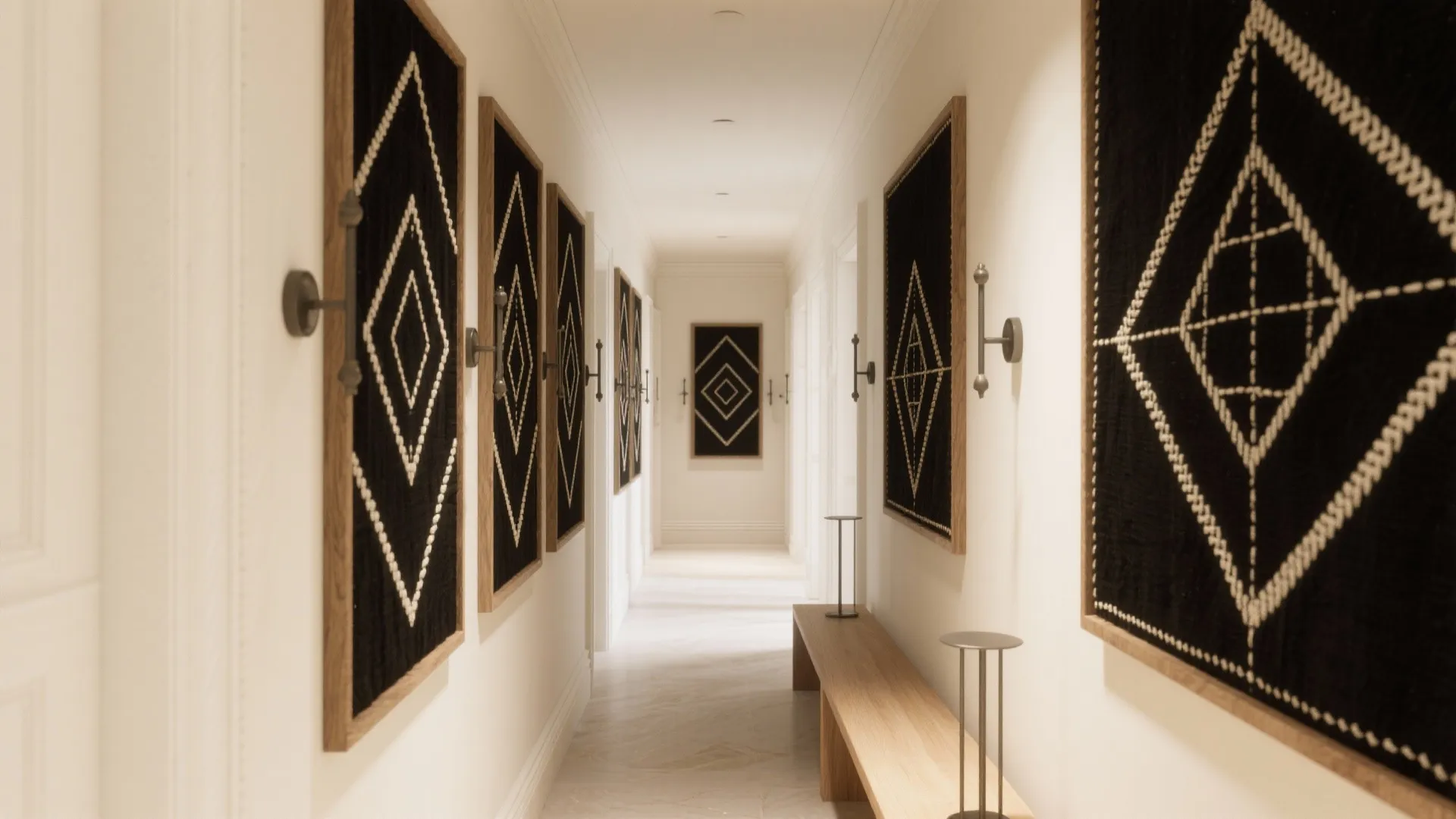Monochrome Geometrics in Tight Hallways