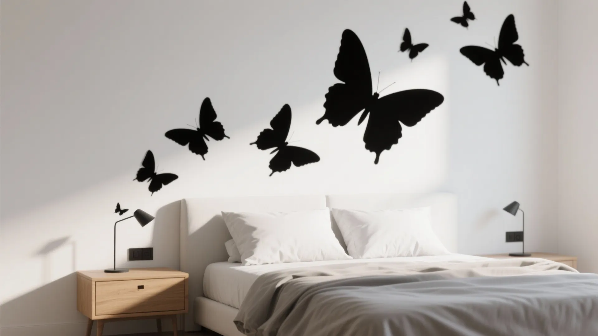 Monochrome Flight Path Above the Headboard
