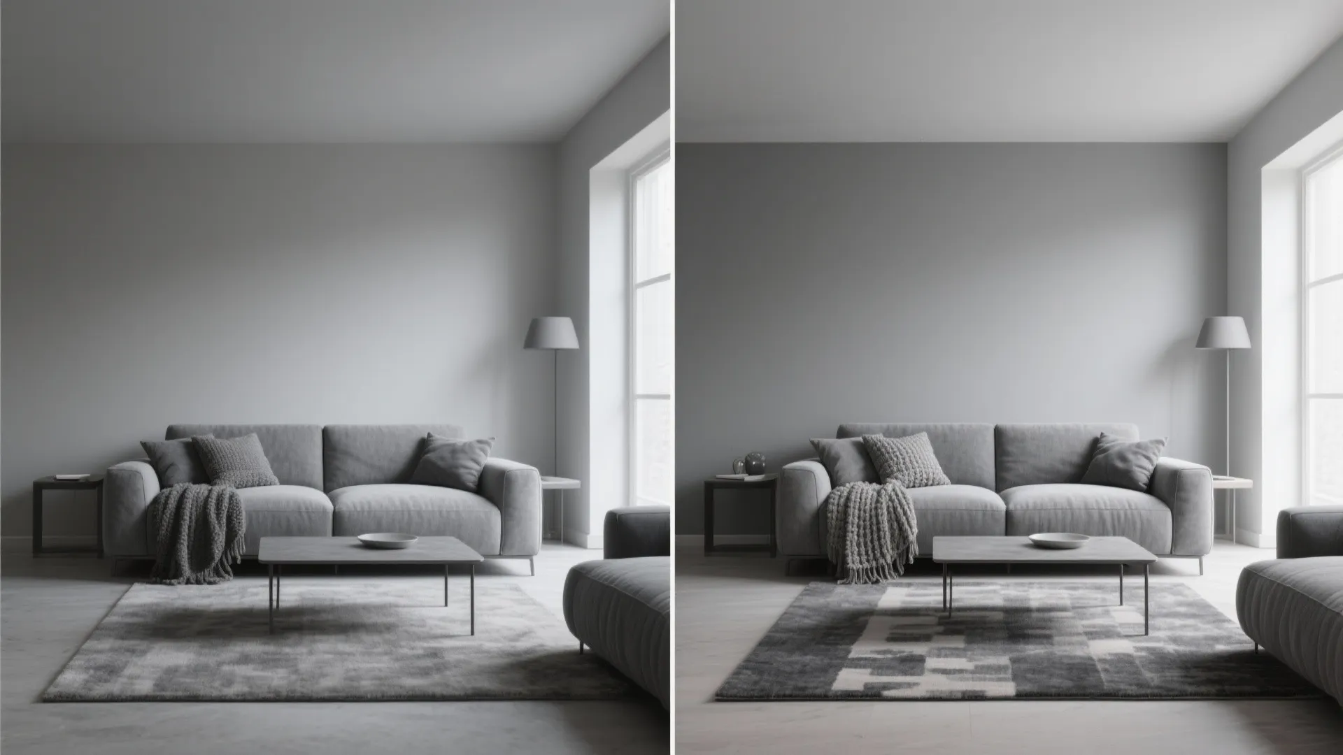 Monochrome with a Hero Piece (Sofa or Rug)
