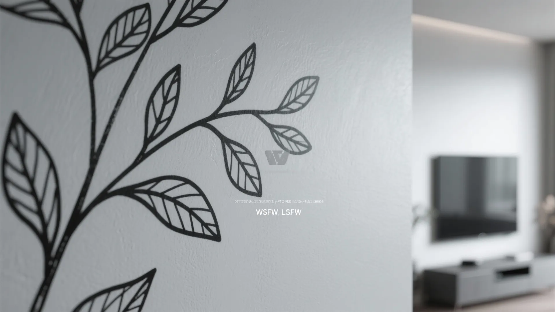 Monochrome Floral Line-Art in a Small Living Room