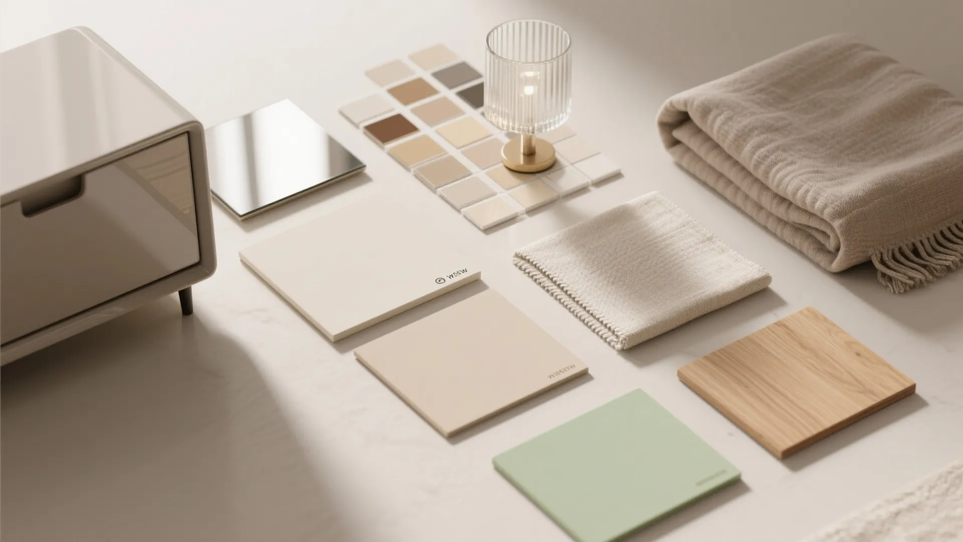 4. Monochrome palette with reflective accents