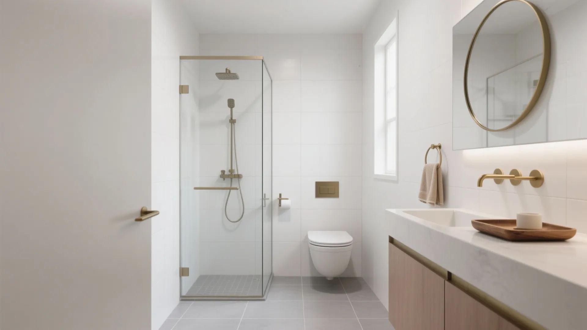 Minimal monochrome with silk-matte tiles