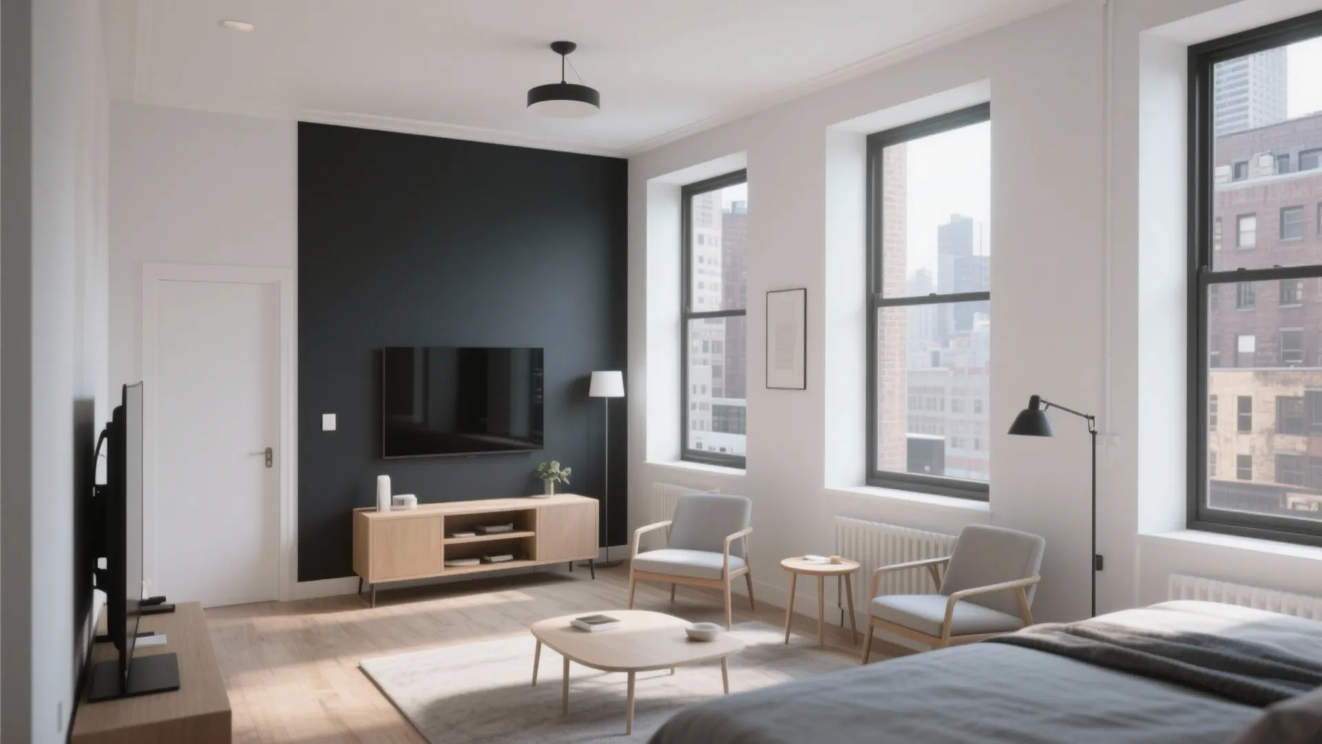 1. Minimalist Monochrome Accent Wall