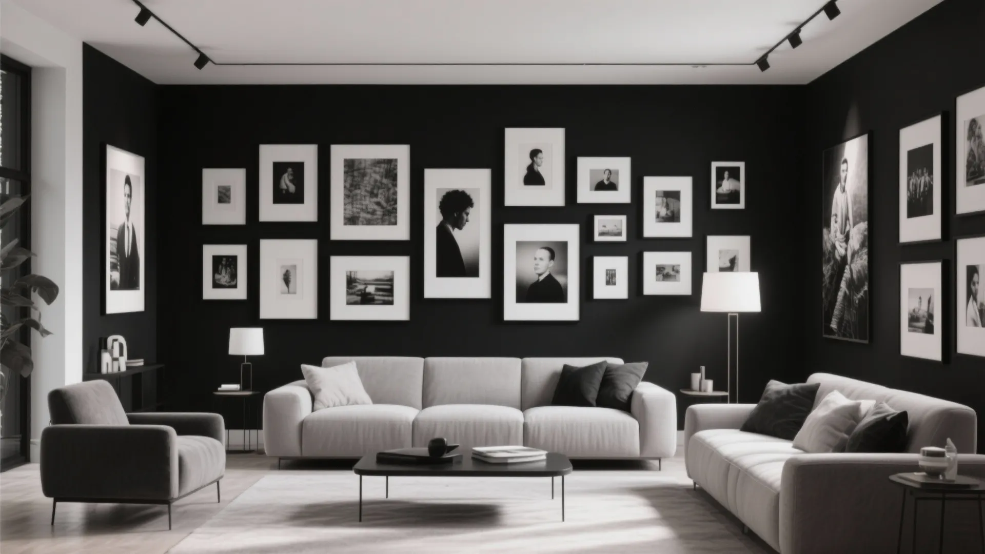 7. Monochrome Black Art Wall
