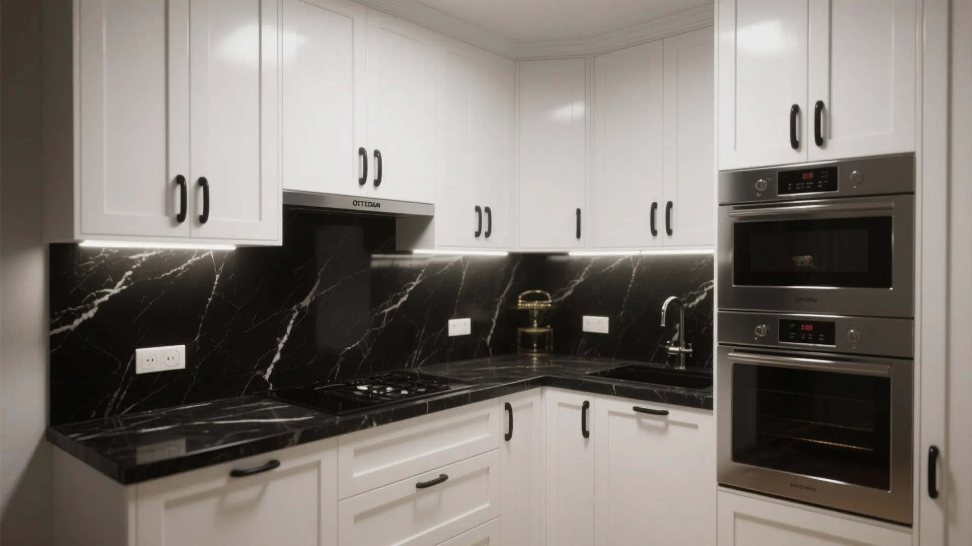 3. Monochrome Drama with Black Countertops