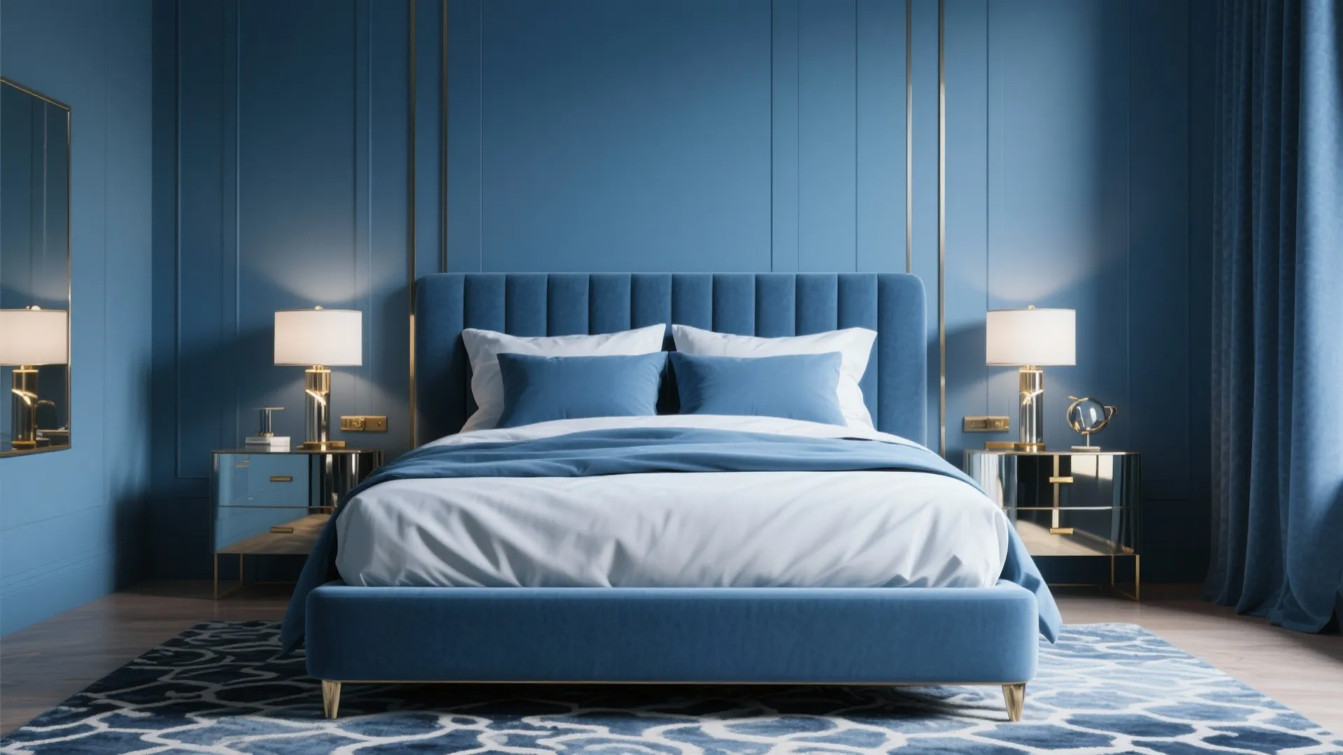 5. Monochrome blue with metallic highlights