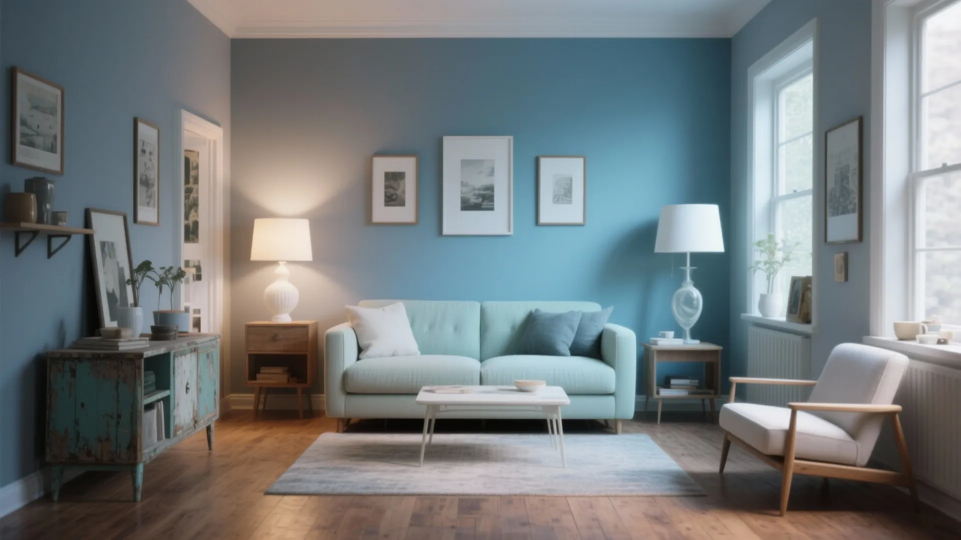 5. Monochrome Blue Palette with White Accents