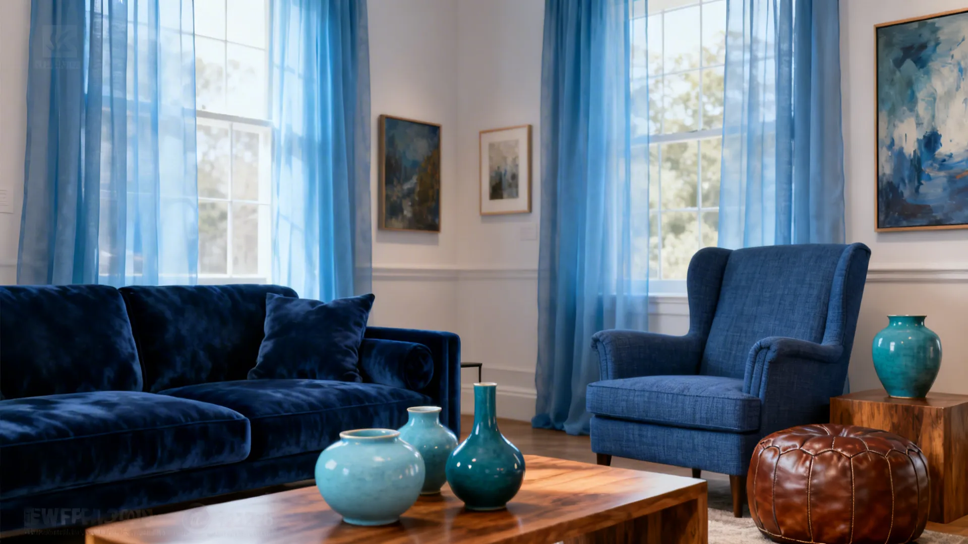 3. Monochrome elegance with varying blues