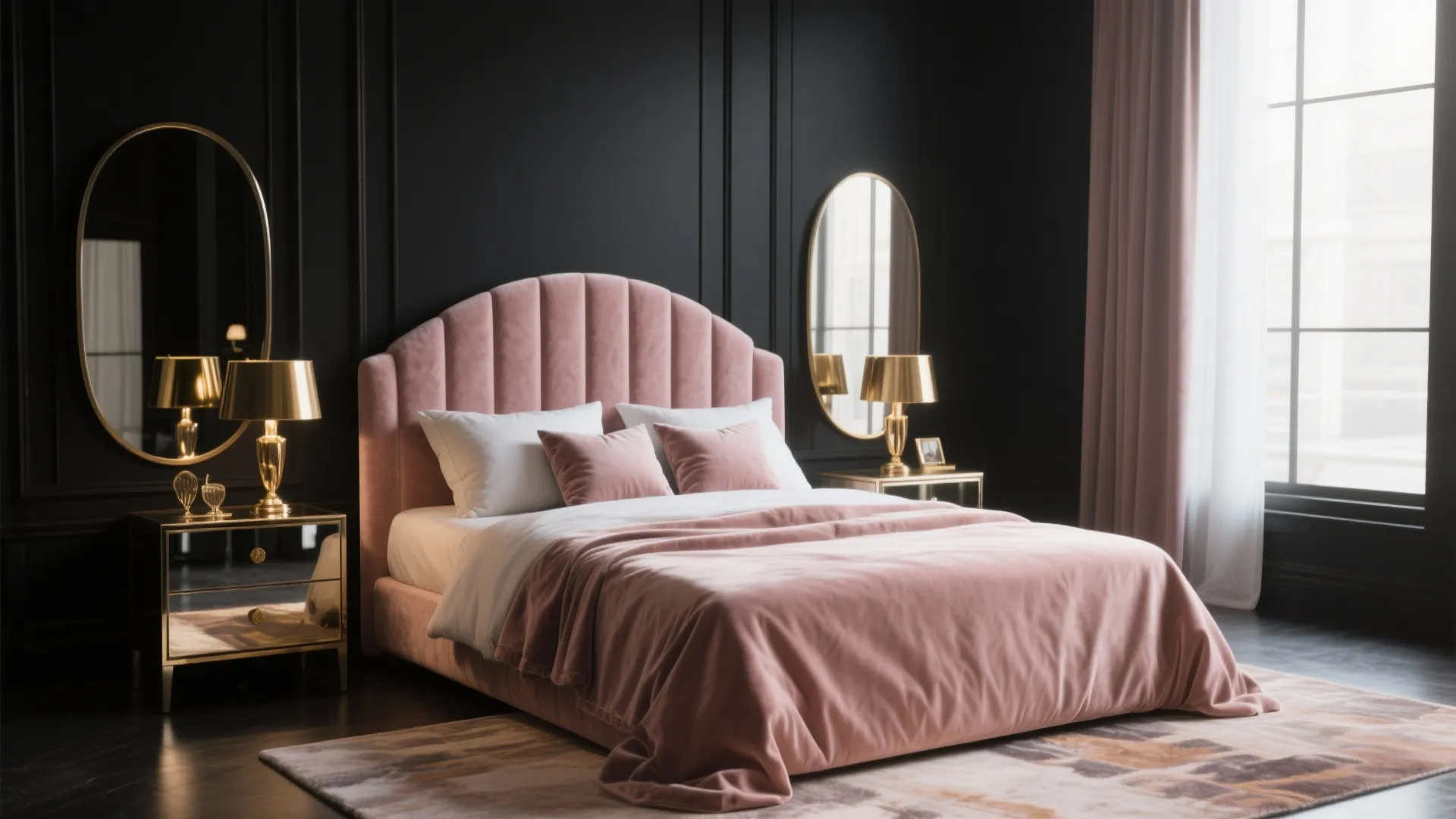 1. Monochrome Glam with Blush Pops