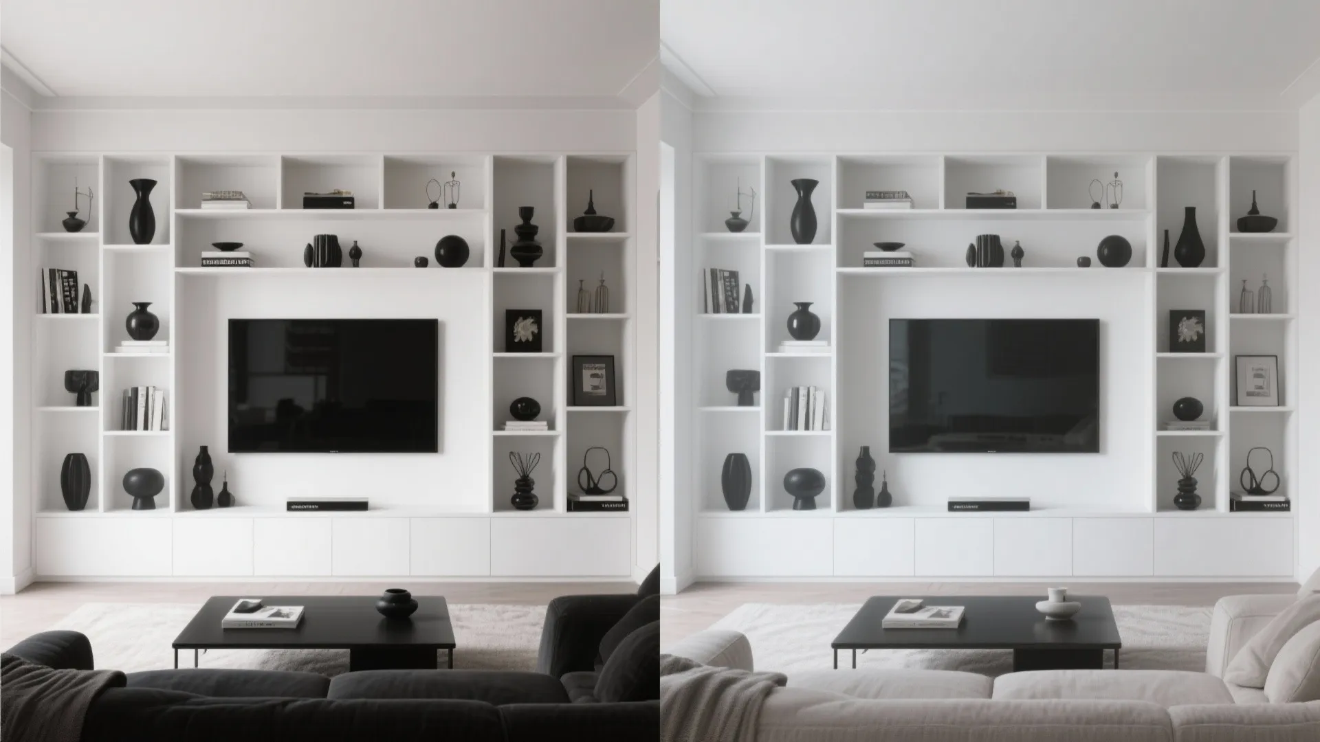 10. Monochrome Built-in Shelving