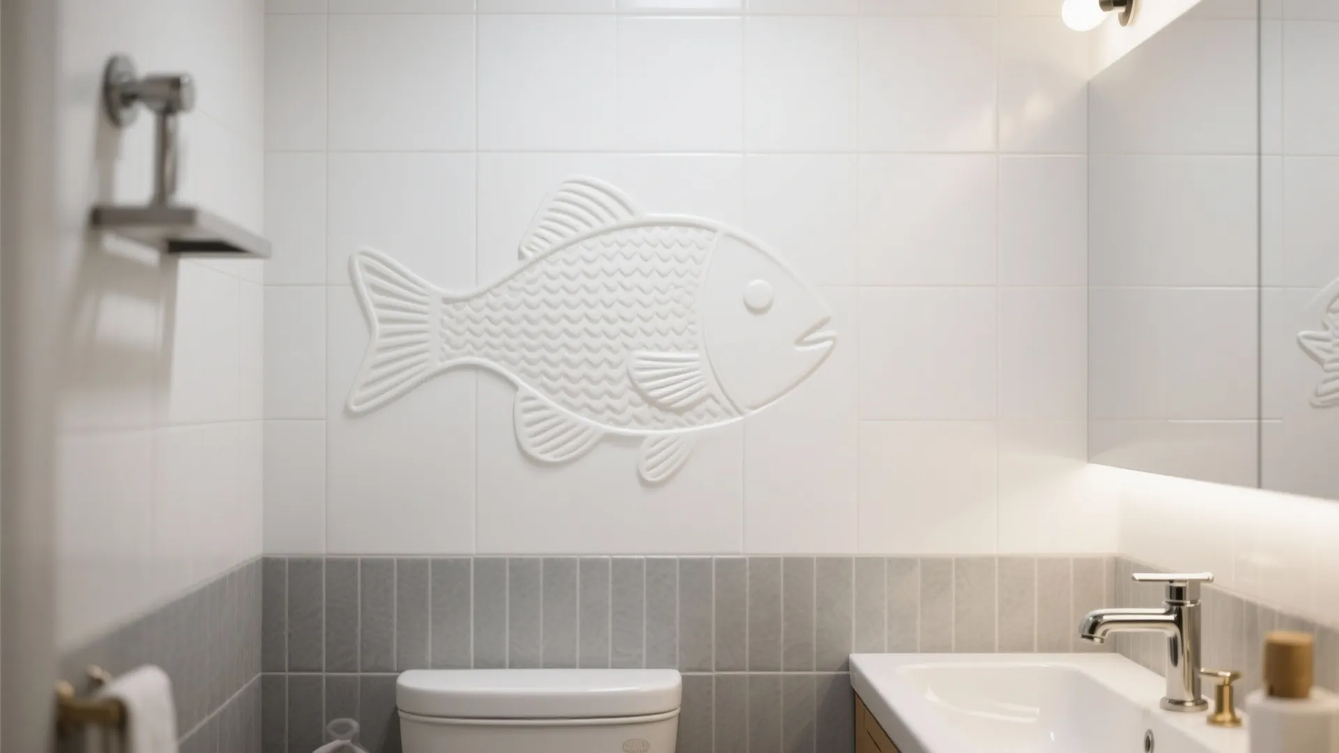 Monochrome Fish Outline with Contrasting Grout