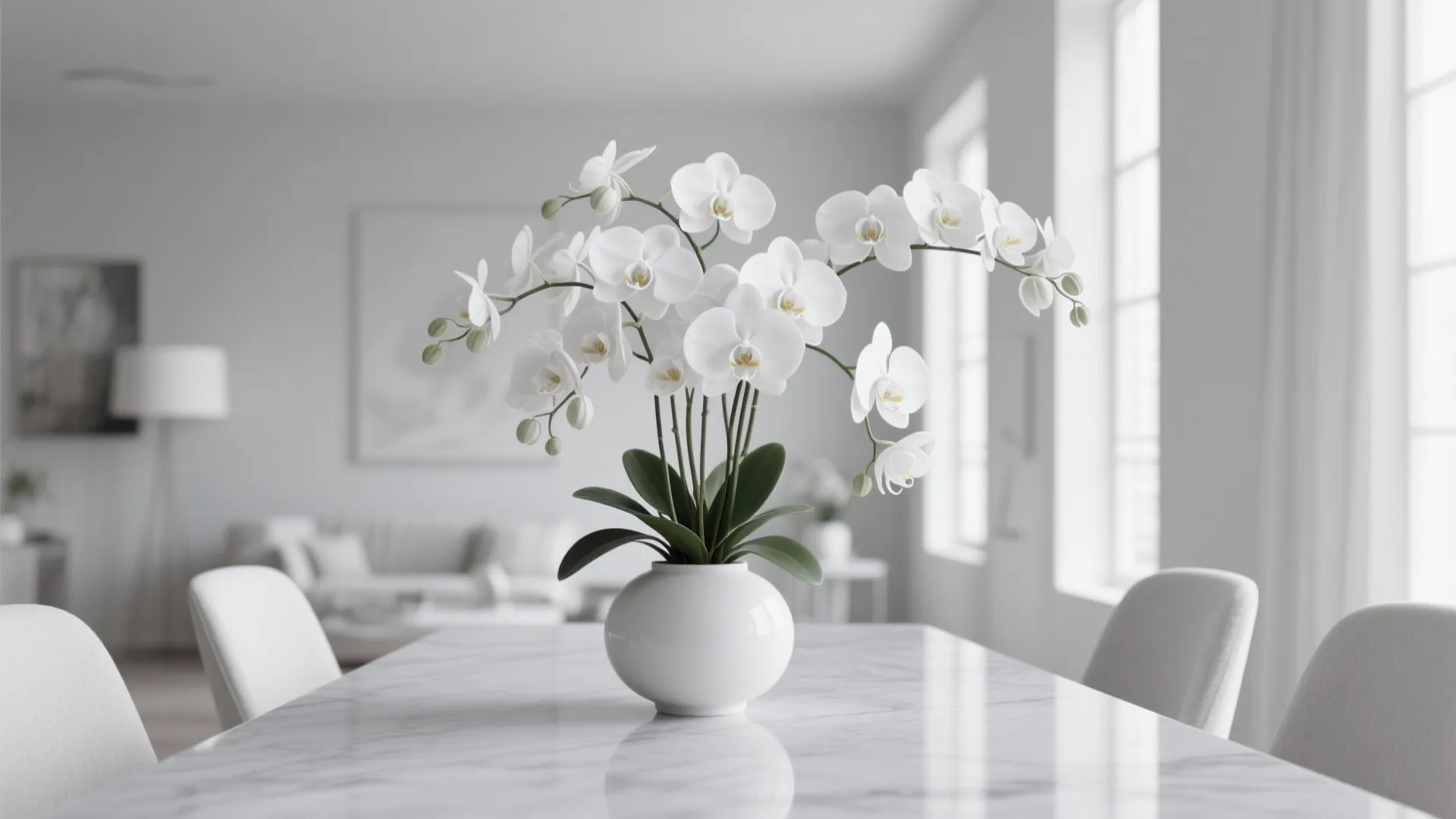 3. Monochrome Floral Arrangements