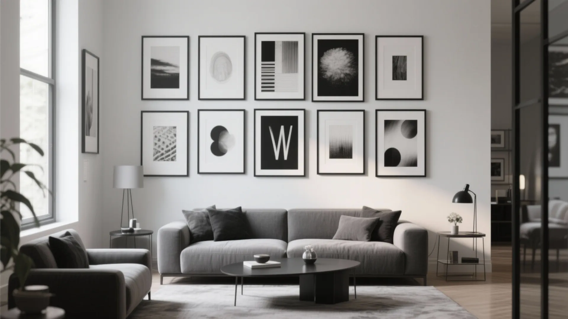 6. Monochrome Art Gallery Wall