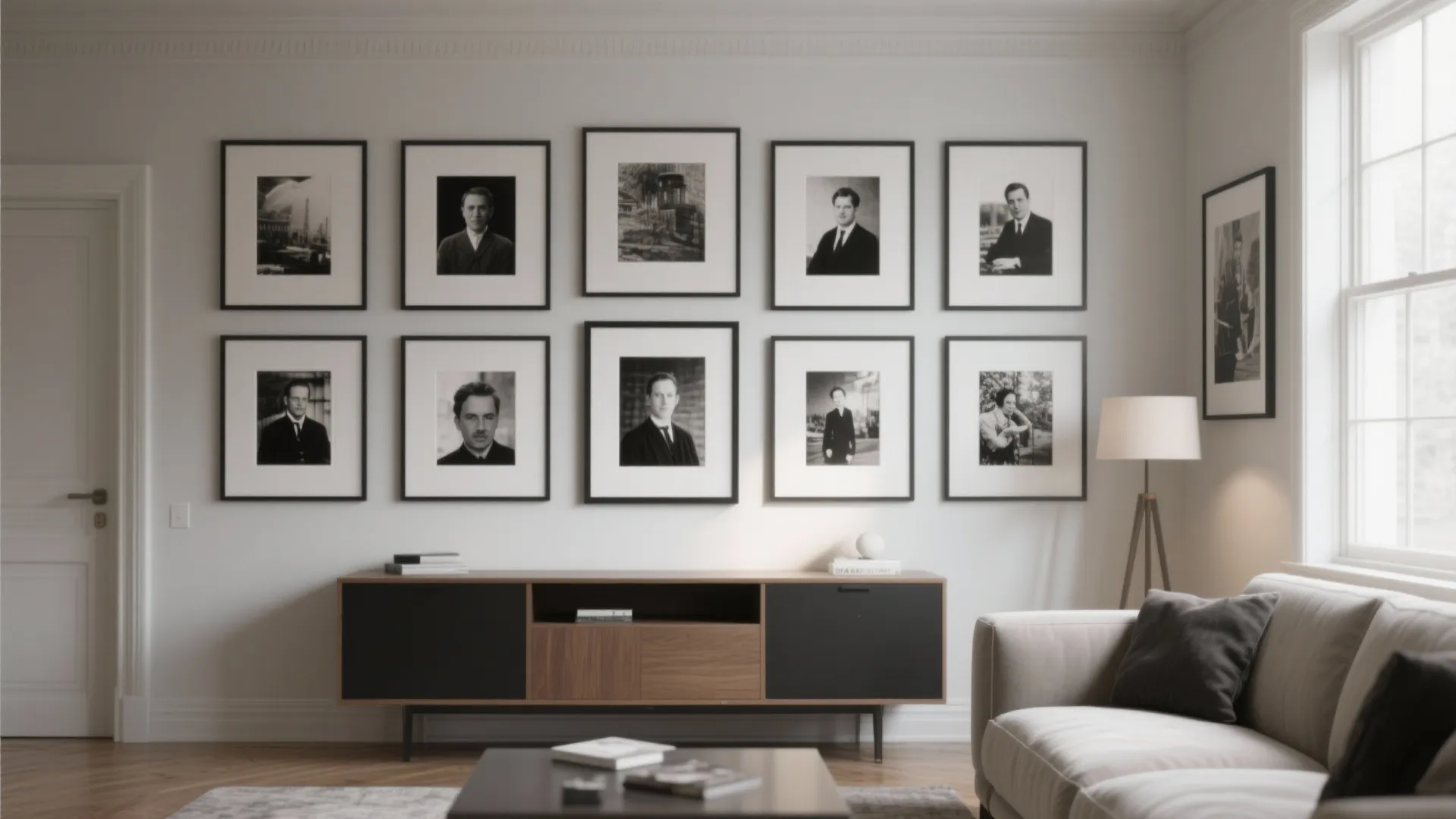 2. Monochrome photo gallery wall