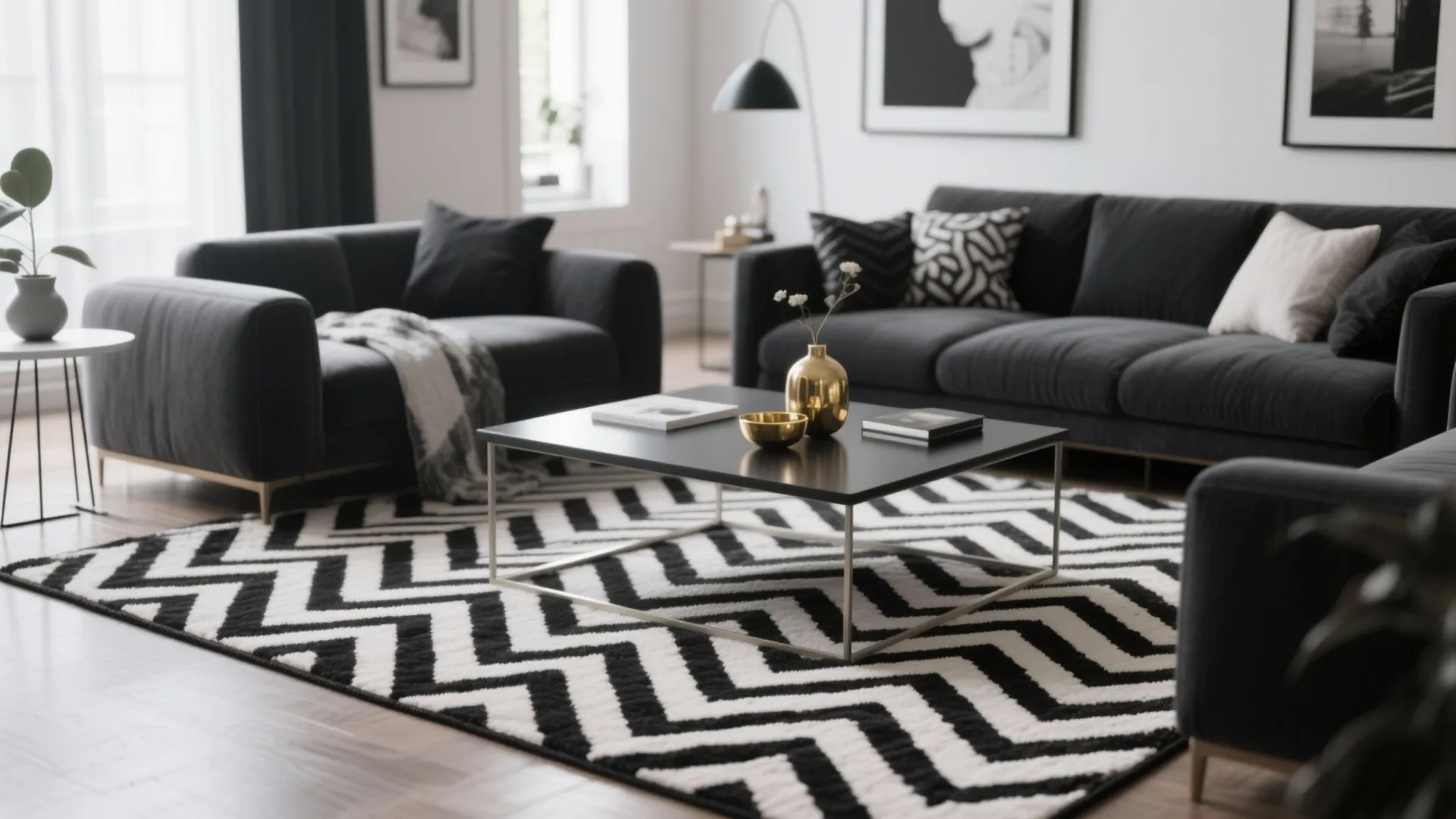 10. Monochrome Patterns with Gold Highlights