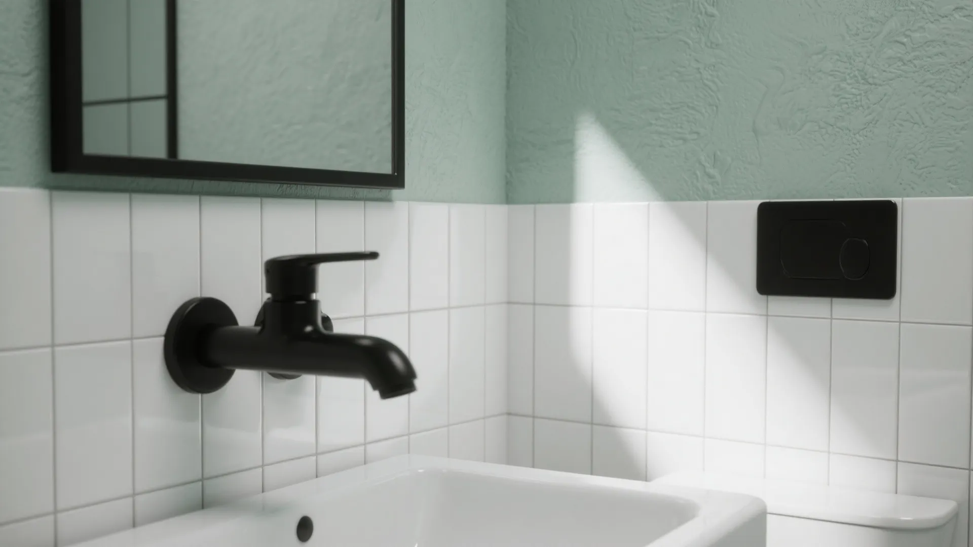 1. Monochrome foundation with a green accent wall