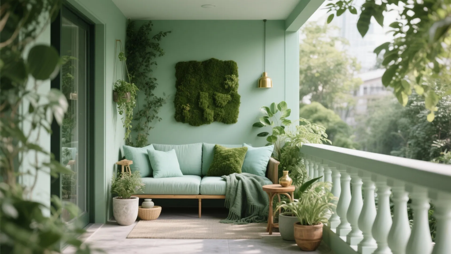 4) Monochrome Green Oasis (Three Tones, One Family)