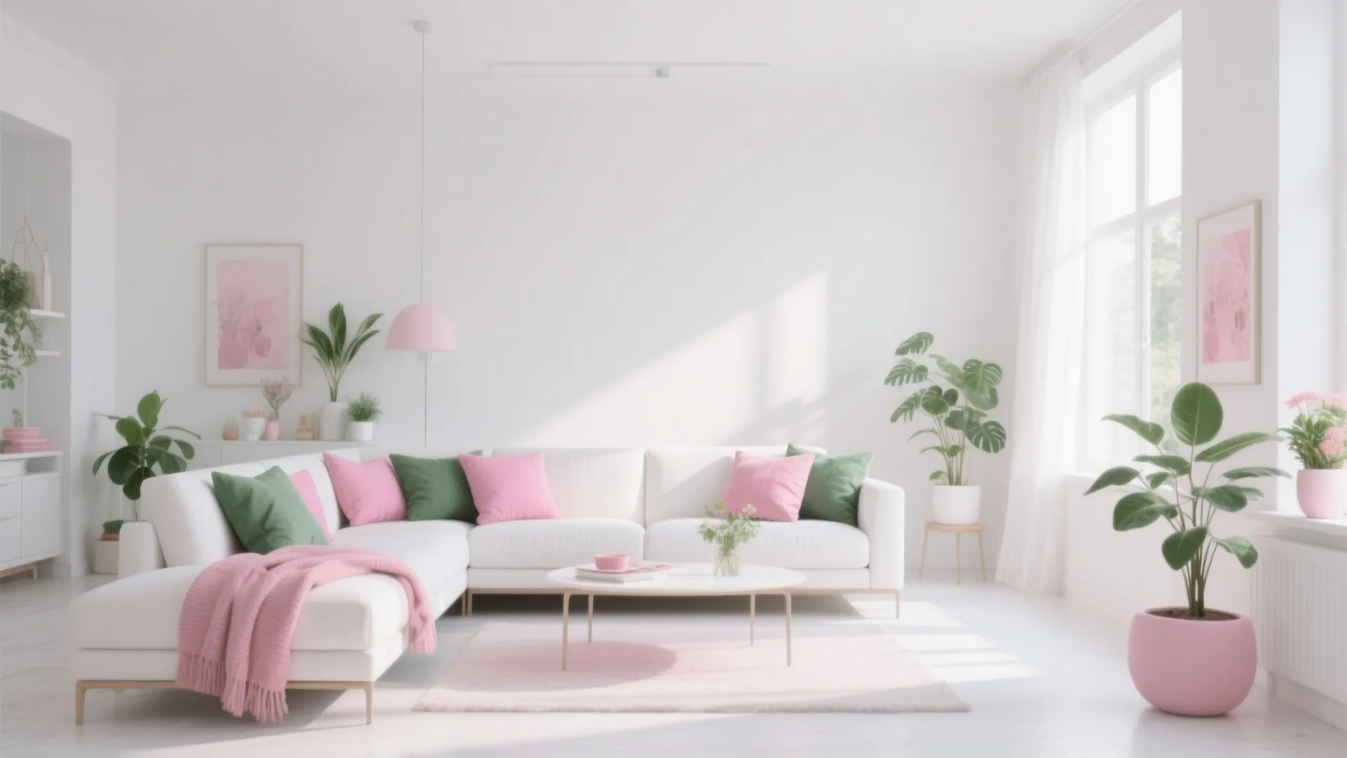 10. Monochrome Base with Pink and Green Accents