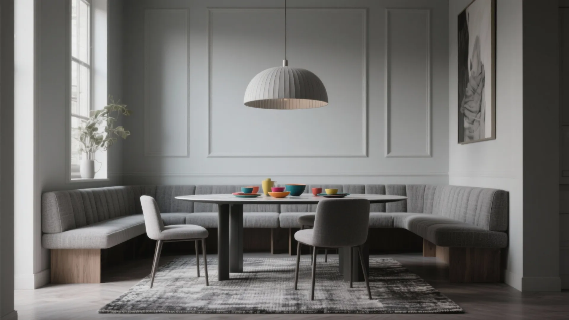 4. Monochrome Greys for a Chic Dining Area