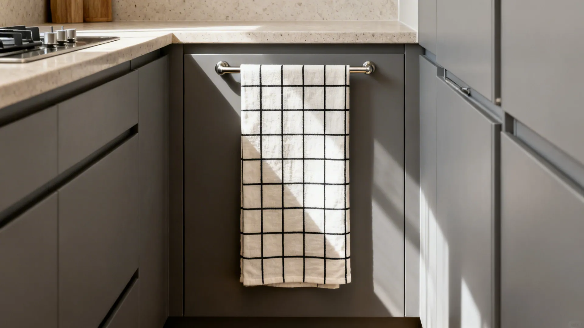 Idea 1: Minimalist Monochrome Grid Towels