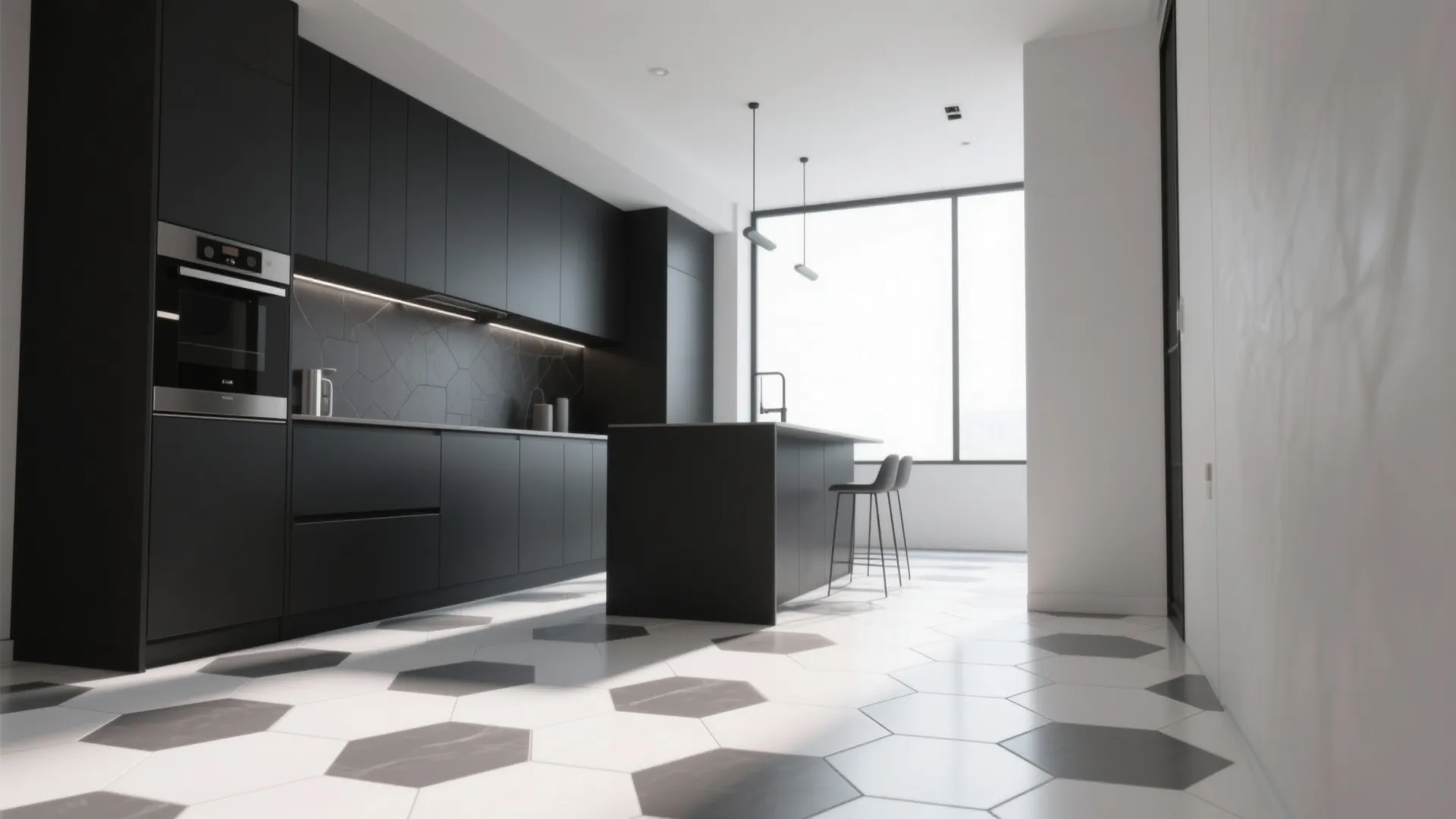 8. Monochrome Hexagon Tiles