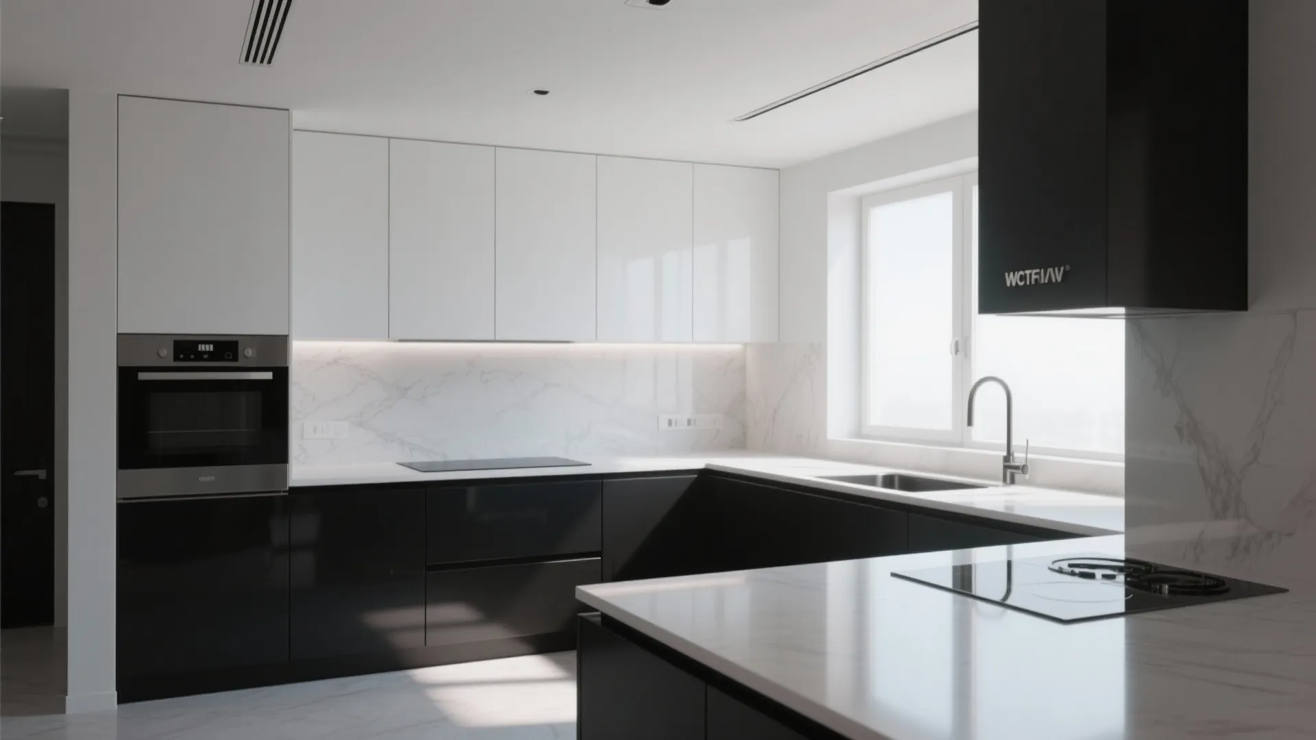 Monochrome kitchen cabinetry