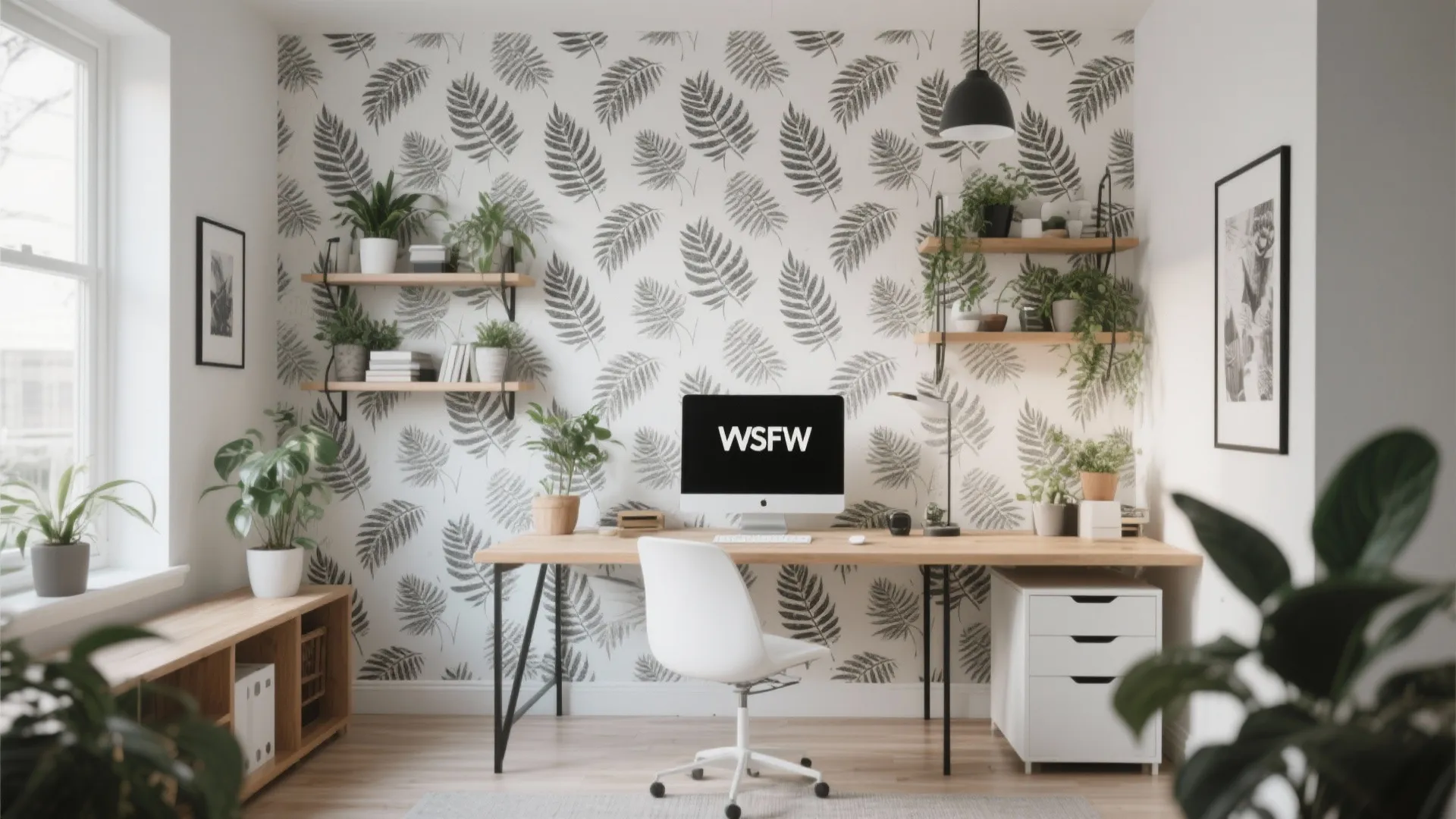 Leaf Pattern Wallpaper in Monochrome