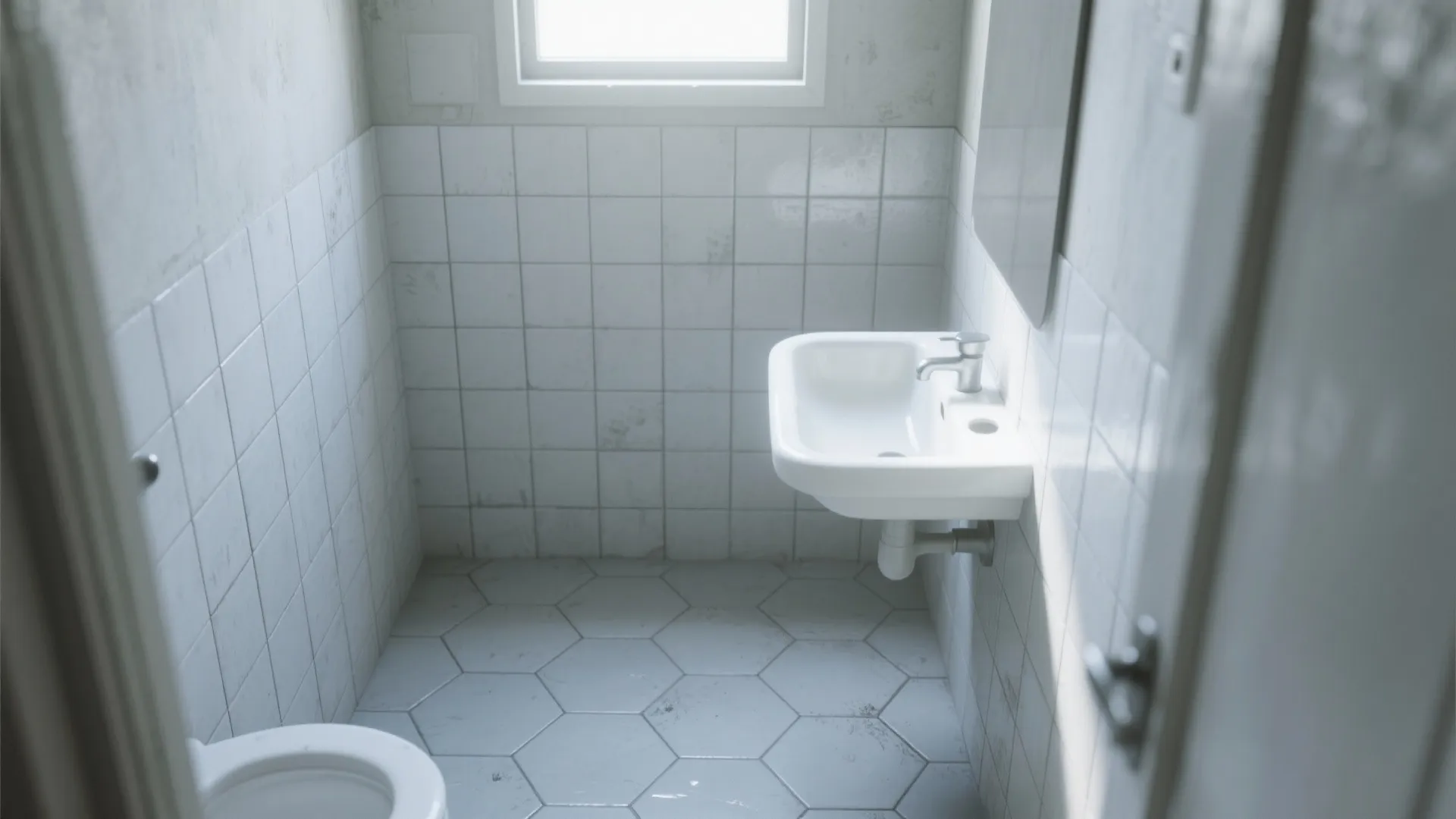 1. Monochrome Calm with Light Grey Hexagon Tiles