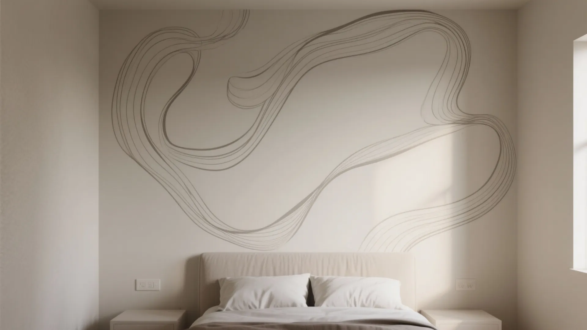 Monochrome Line Art Mural