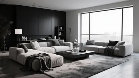 10 Living Room Ideas in Black, Grey, and White