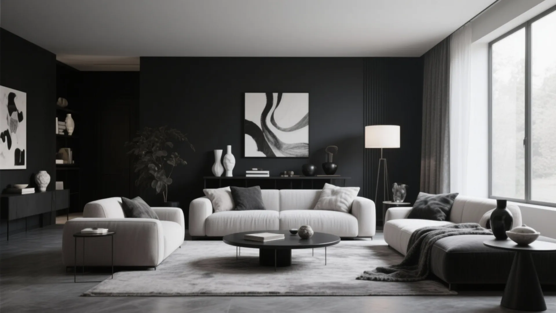 10 Black, Gray and White Living Room Ideas
