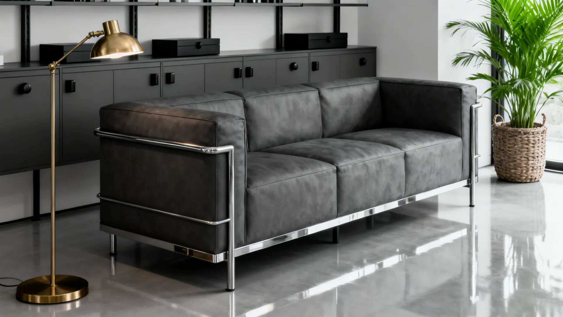 4. Monochrome with Metal Accents